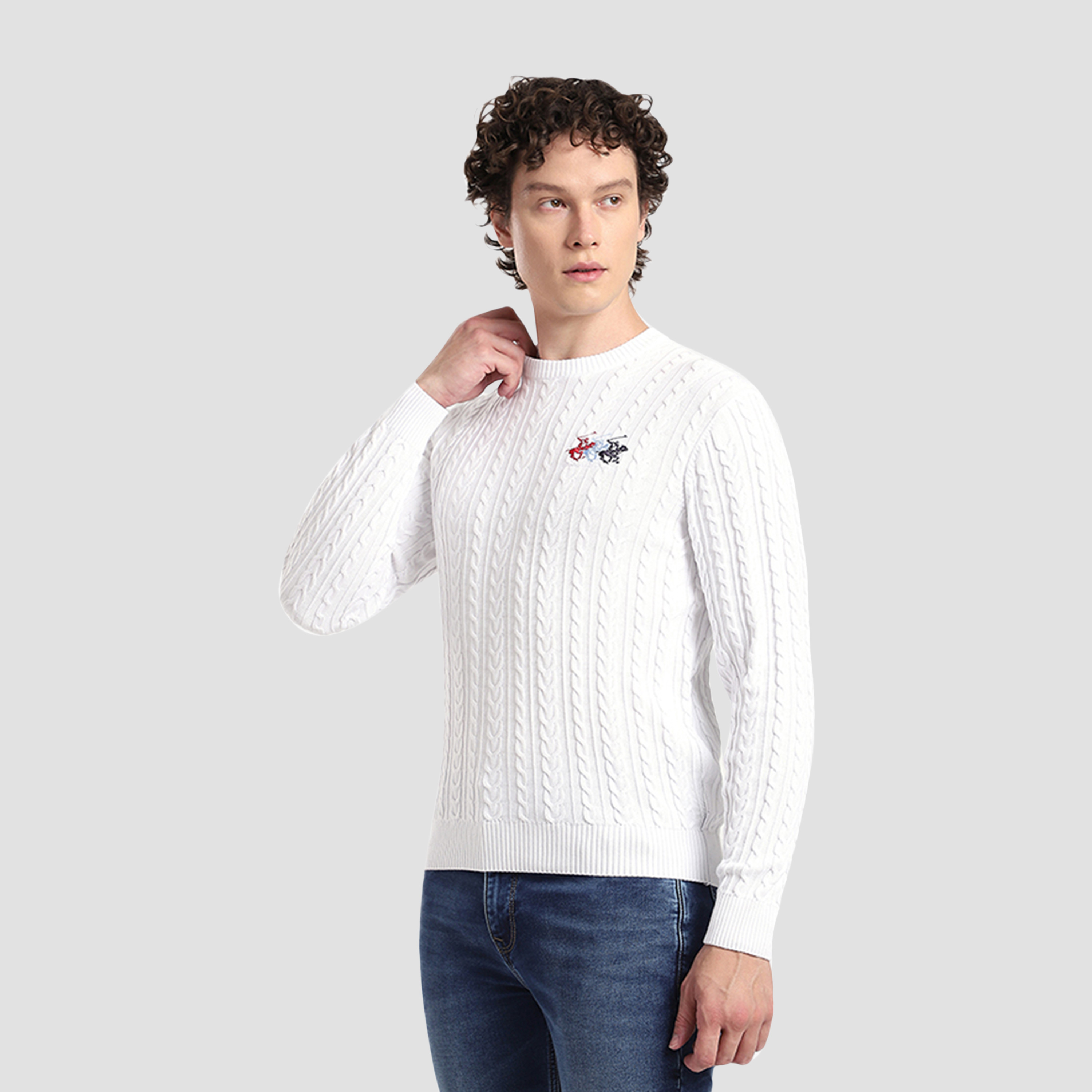 Beverly Hills Polo Club Cable Knit Round Neck Long Sleeves Men's Sweater-men-clothing-sweatersandpullovers-image-6