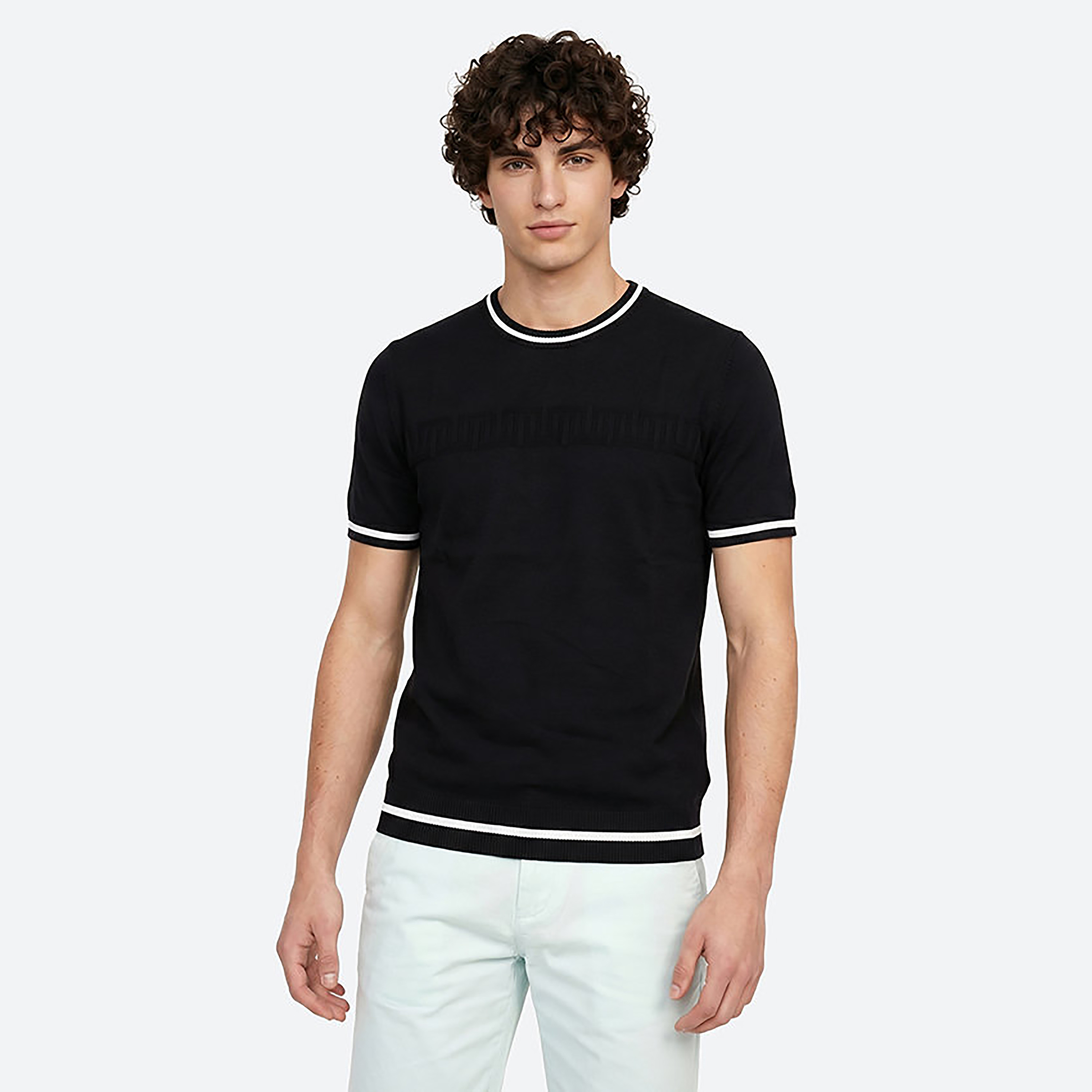 كنزة (بلوفر) للرجال محلمة وبياقة دائرية وأكمام قصيرة من بيفرلي هيلز بولو كلوب-men-clothing-sweatersandpullovers-image-1