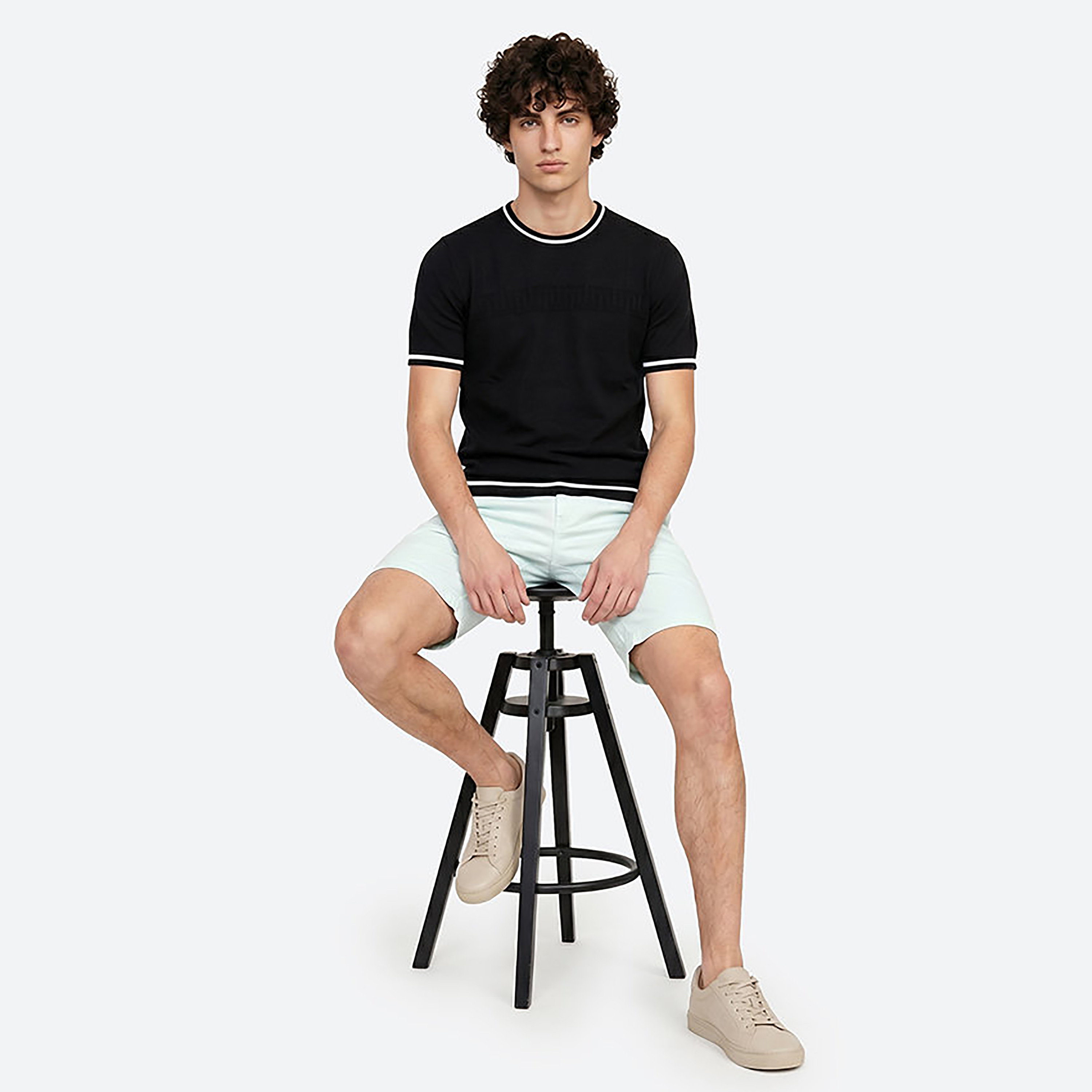 كنزة (بلوفر) للرجال محلمة وبياقة دائرية وأكمام قصيرة من بيفرلي هيلز بولو كلوب-men-clothing-sweatersandpullovers-image-2