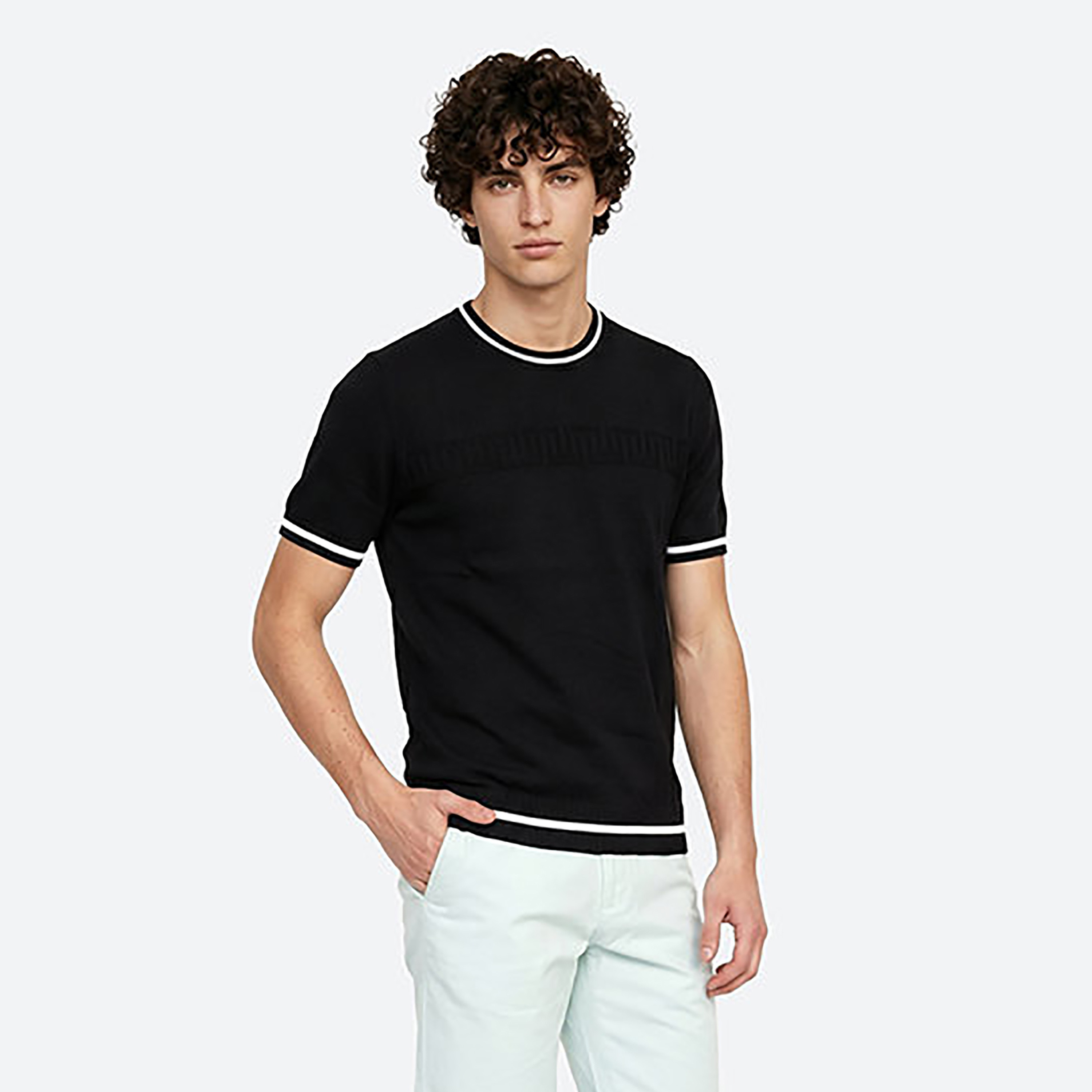 كنزة (بلوفر) للرجال محلمة وبياقة دائرية وأكمام قصيرة من بيفرلي هيلز بولو كلوب-men-clothing-sweatersandpullovers-image-3