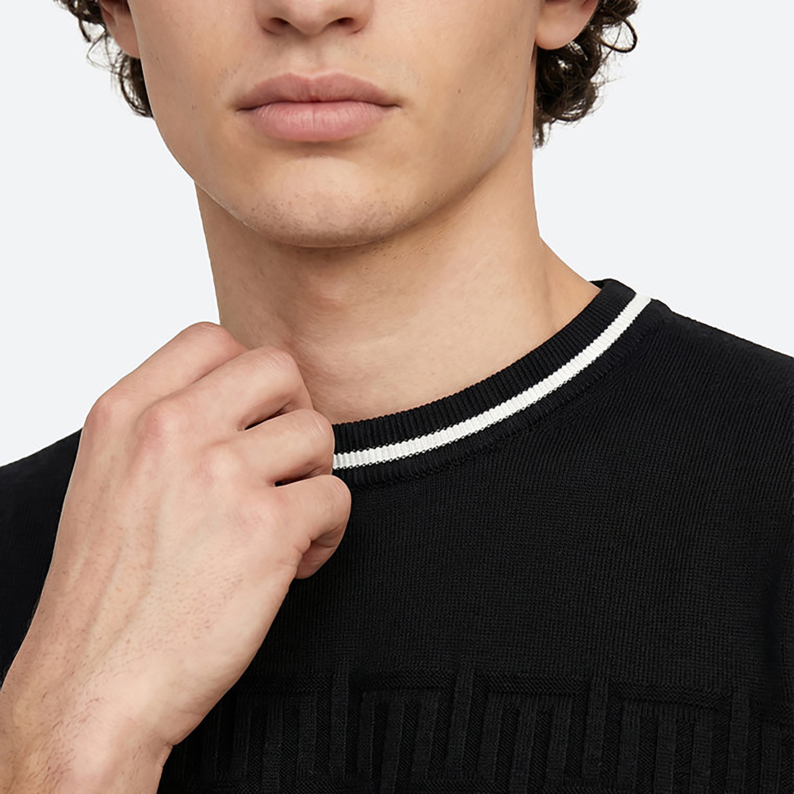 كنزة (بلوفر) للرجال محلمة وبياقة دائرية وأكمام قصيرة من بيفرلي هيلز بولو كلوب-men-clothing-sweatersandpullovers-image-4