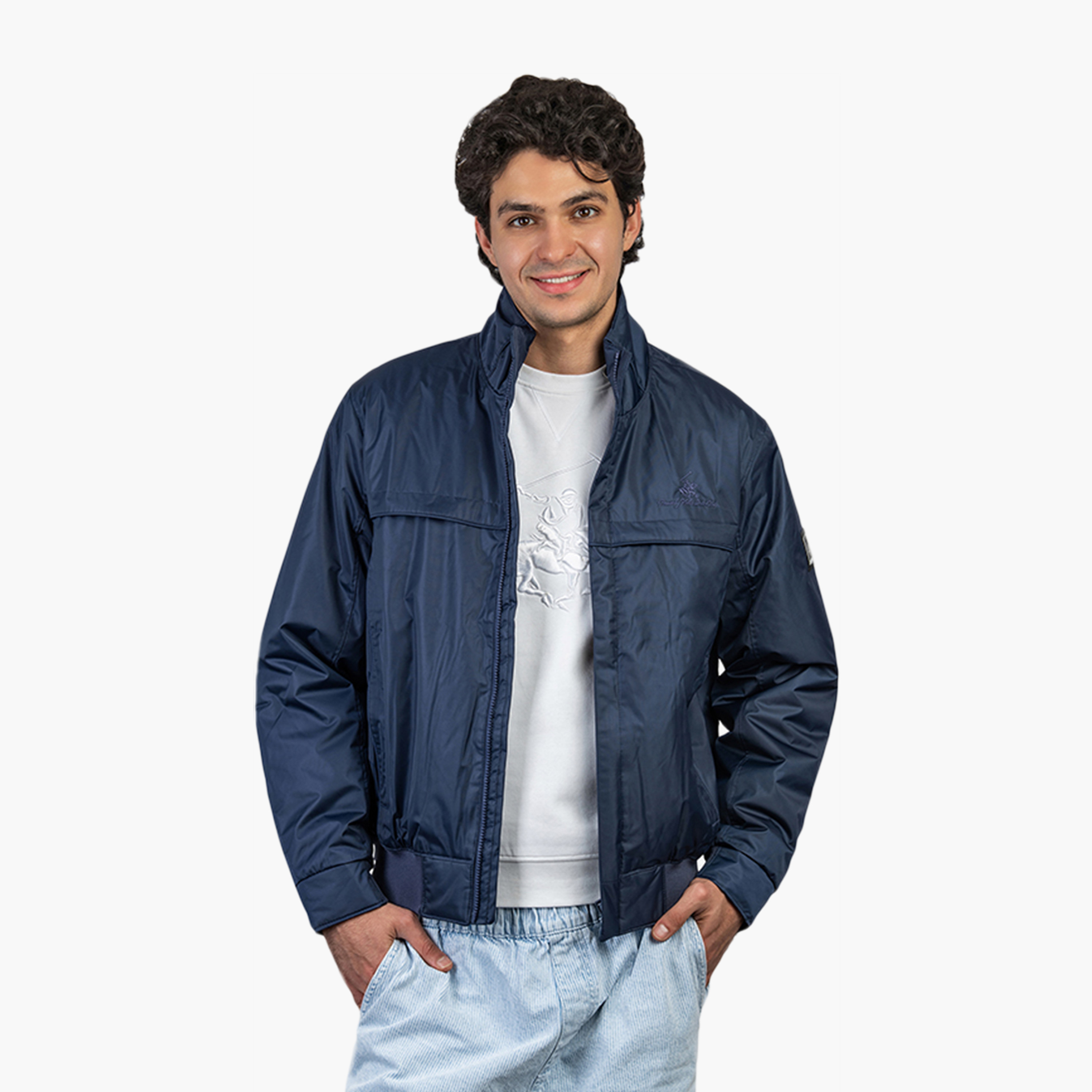 Beverly Hills Polo Club Plain High Neck Long Sleeves Men's Bomber Jacket-men-clothing-jacketsandblazers-jackets-image-1