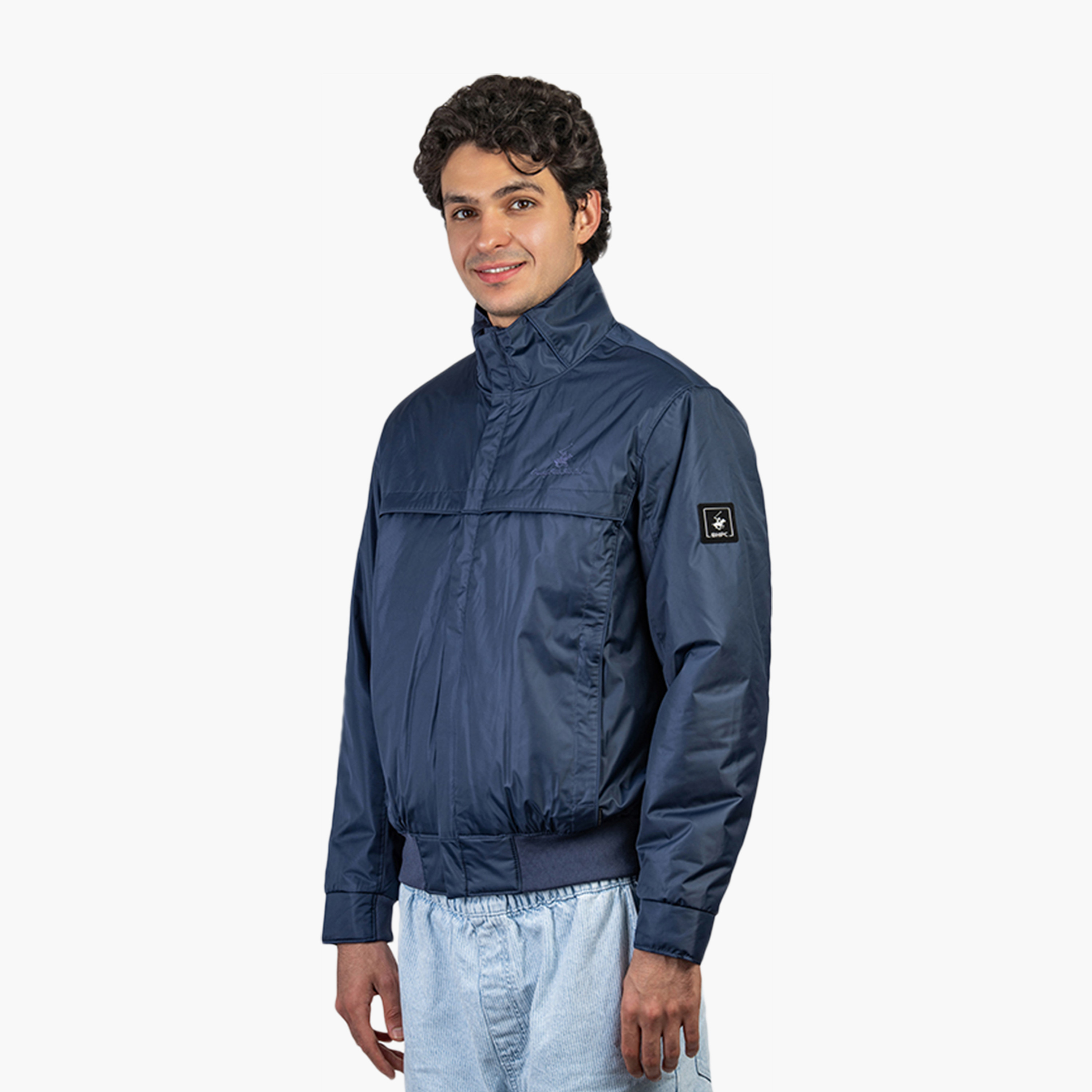 جاكيت بومبر رجالي سادة بأكمام طويلة وياقة عالية من بيفرلي هيلز بولو كلوب-men-clothing-jacketsandblazers-jackets-image-2