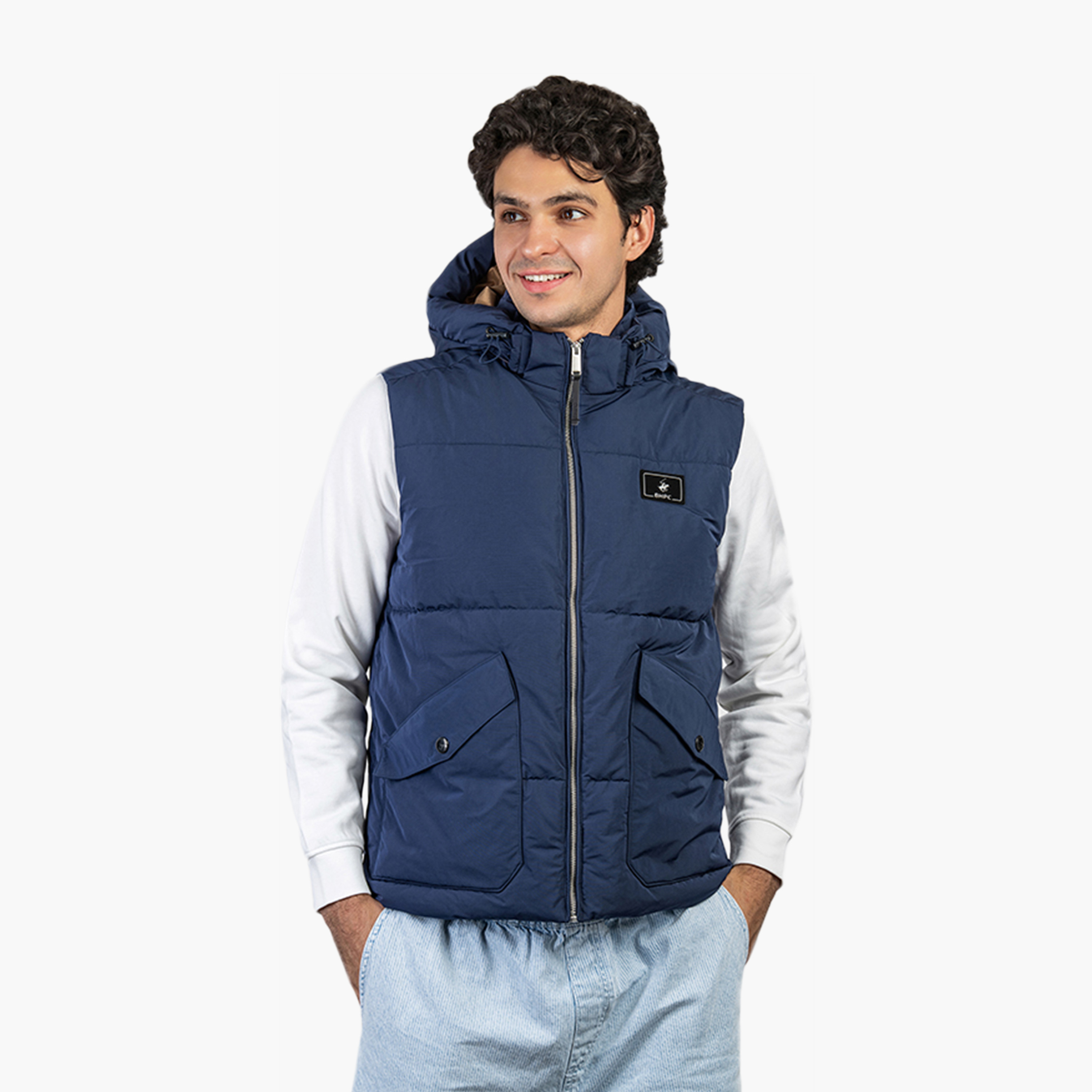 Beverly Hills Polo Club Plain Hooded Neck Sleeveless Men's Gilet Jacket-men-clothing-jacketsandblazers-jackets-image-1