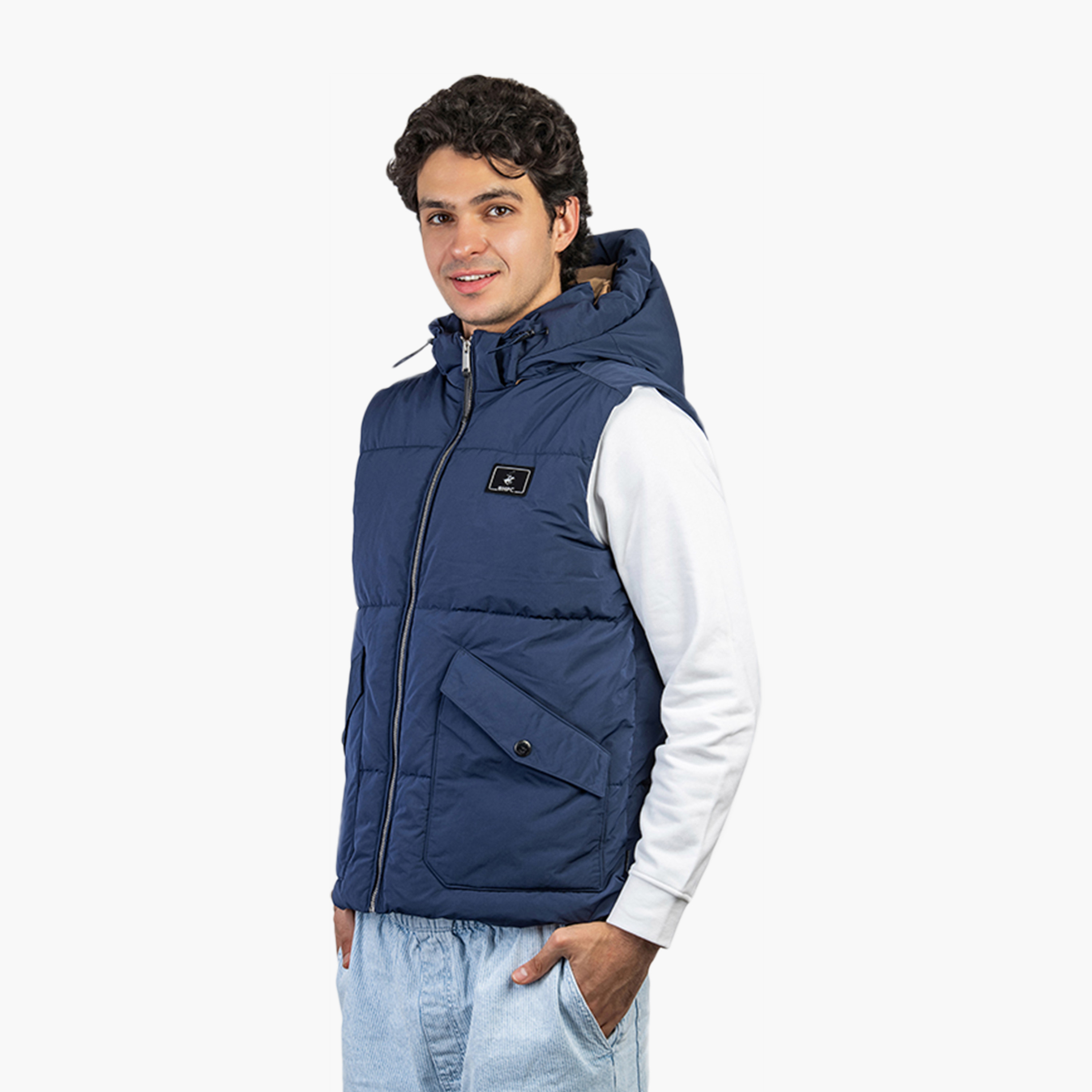 Beverly Hills Polo Club Plain Hooded Neck Sleeveless Men's Gilet Jacket-men-clothing-jacketsandblazers-jackets-image-2
