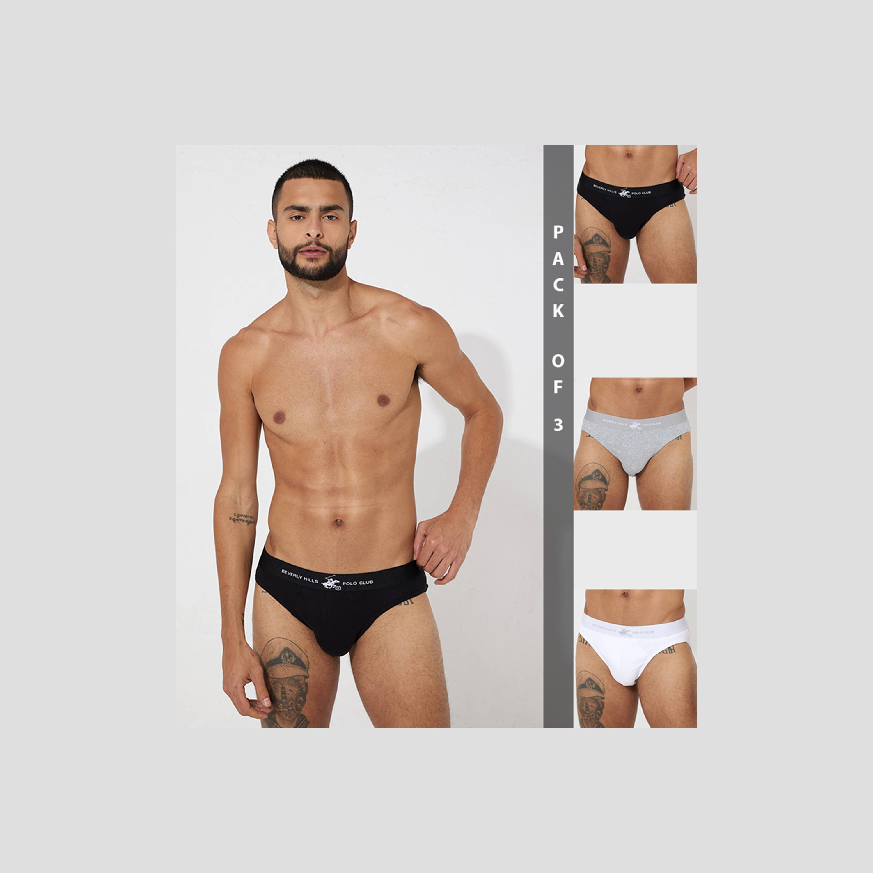 مجموعة من 3 بريفز للرجال بحزام خصر مطبوع عليه العلامة التجارية من بيفرلي هيلز بولو كلوب-men-clothing-innerwear-underwear-image-1