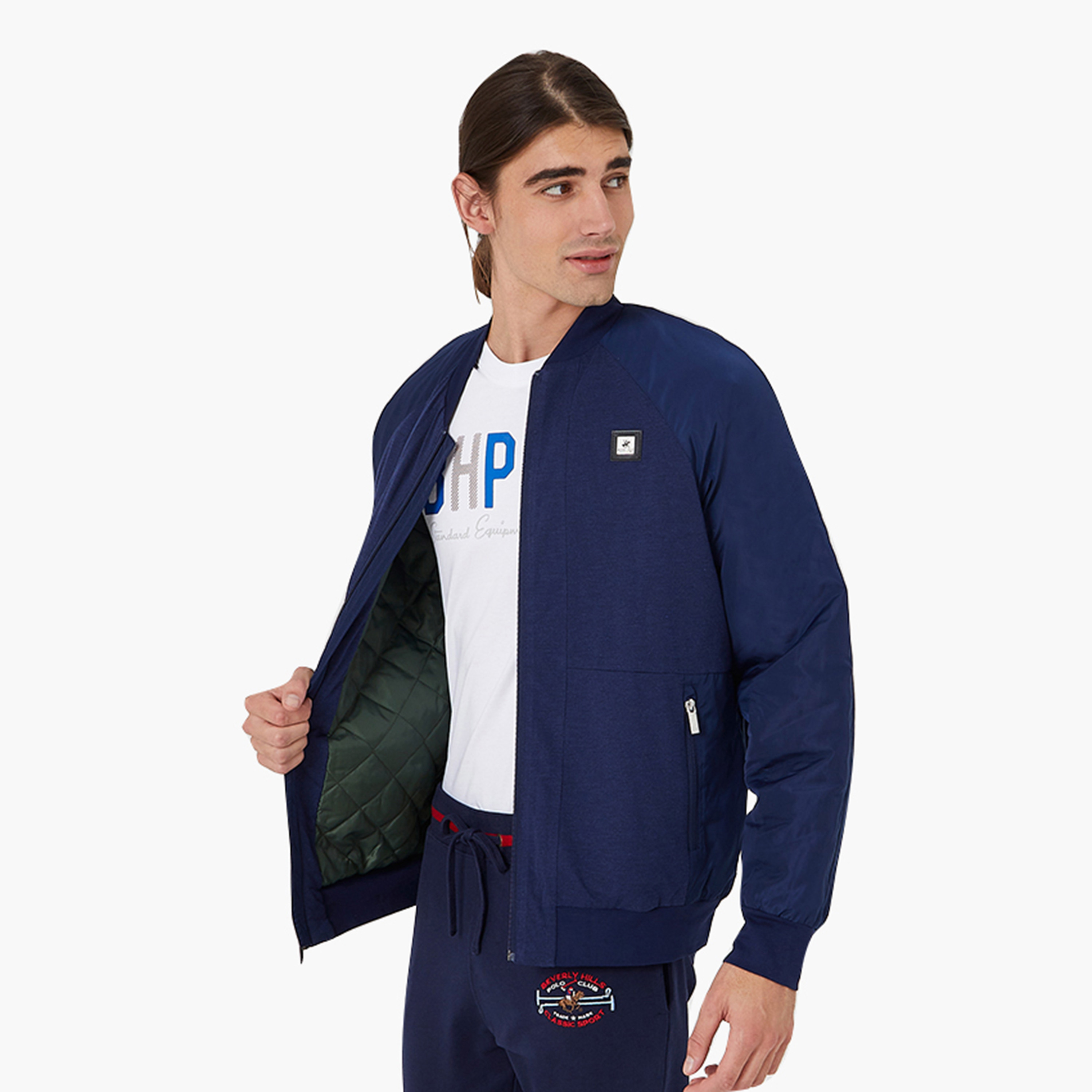 جاكيت بومبر رجالي بياقة قائمة وأكمام راجلان بألوان متعددة من بيفرلي هيلز بولو كلوب-men-clothing-jacketsandblazers-jackets-image-1