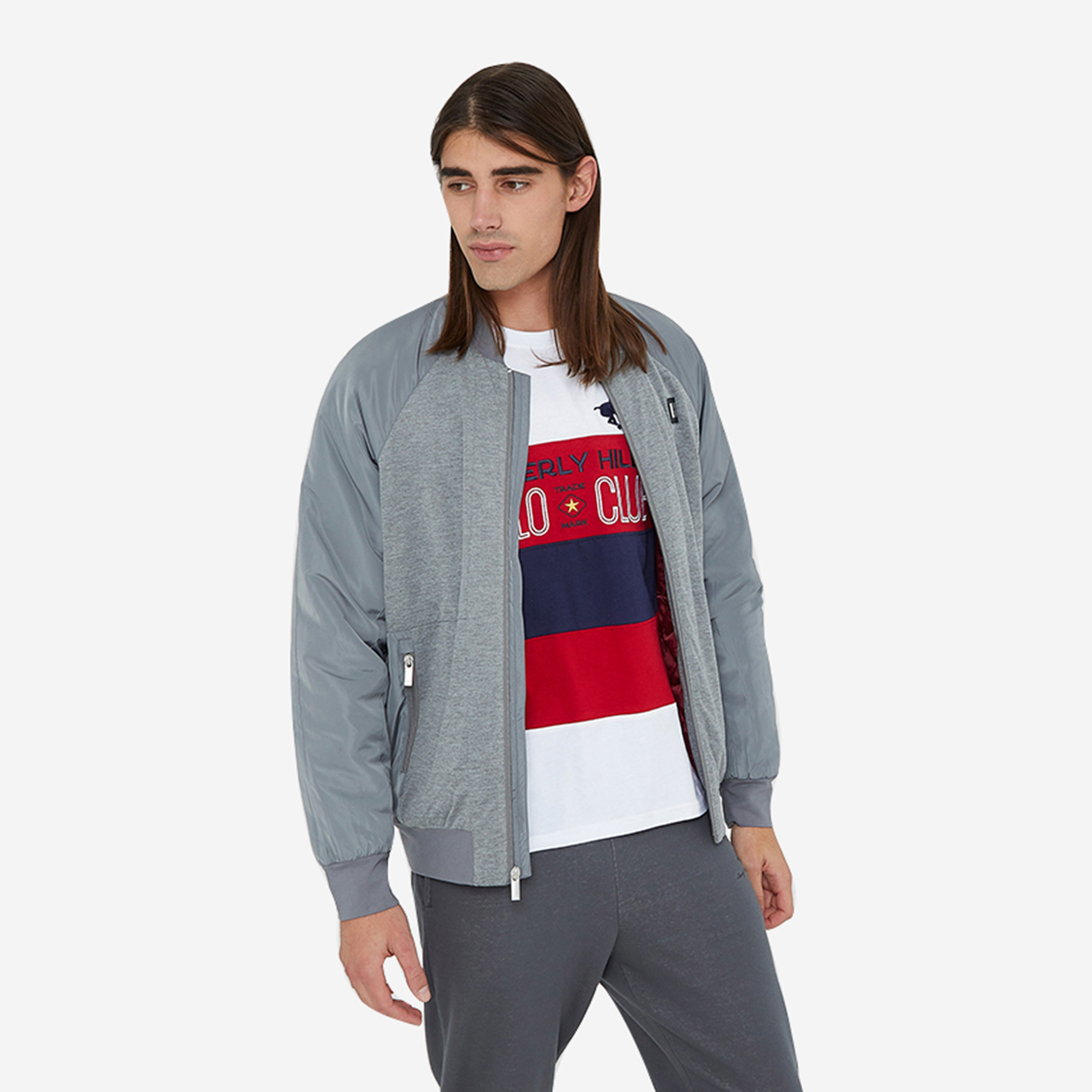 جاكيت بومبر رجالي بياقة قائمة وأكمام راجلان بألوان متعددة من بيفرلي هيلز بولو كلوب-men-clothing-jacketsandblazers-jackets-image-5