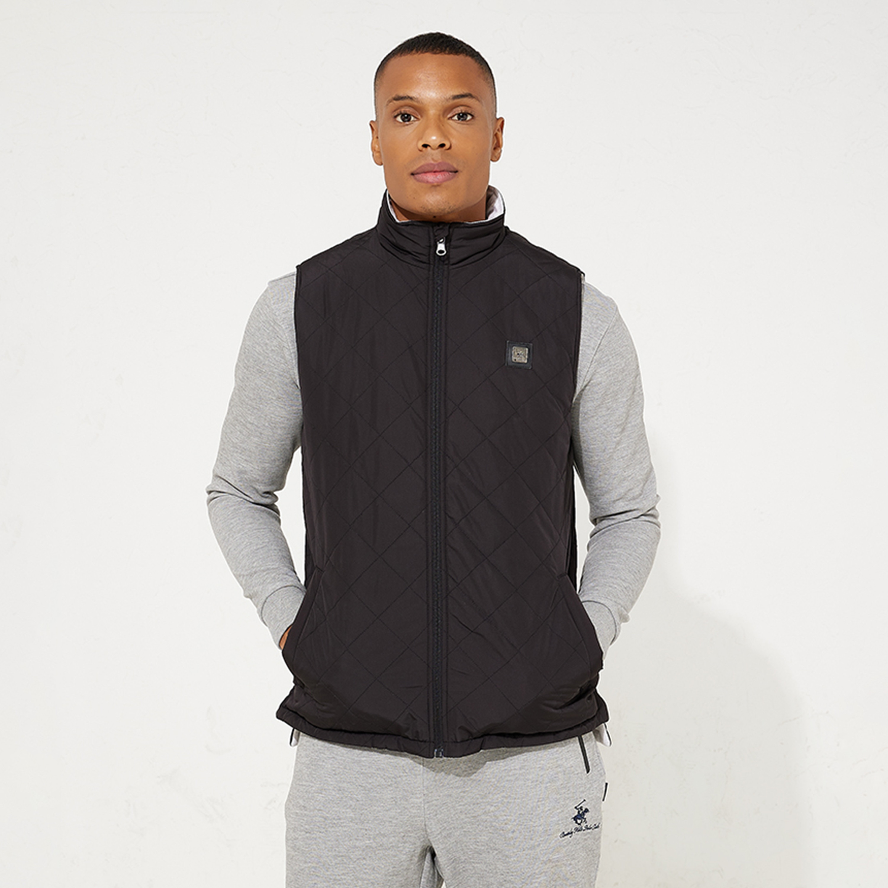 Beverly Hills Polo Club Plain Stand Collar Sleeveless Men's Reversible Vest-men-clothing-jacketsandblazers-jackets-image-1