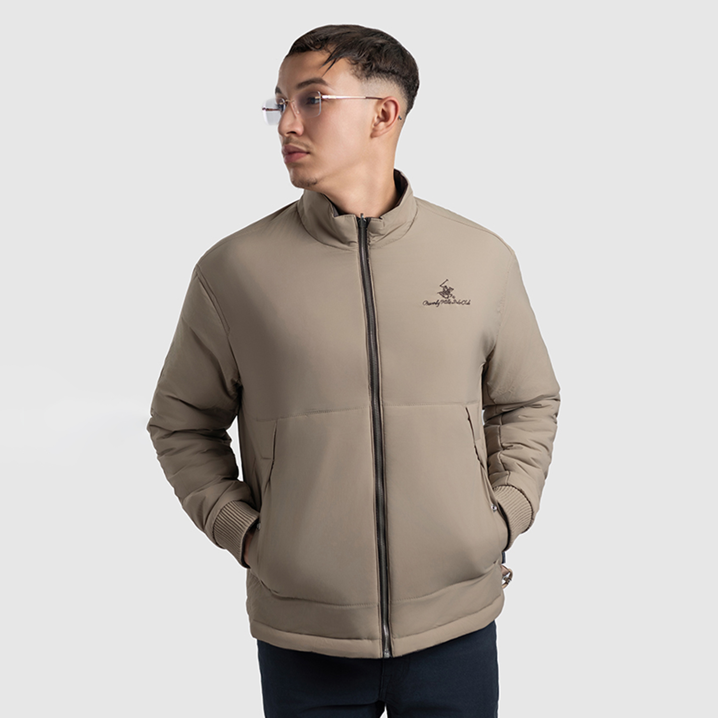 Beverly Hills Polo Club Plain High Neck Long Sleeves Men's Bomber Jacket-men-clothing-jacketsandblazers-jackets-image-2