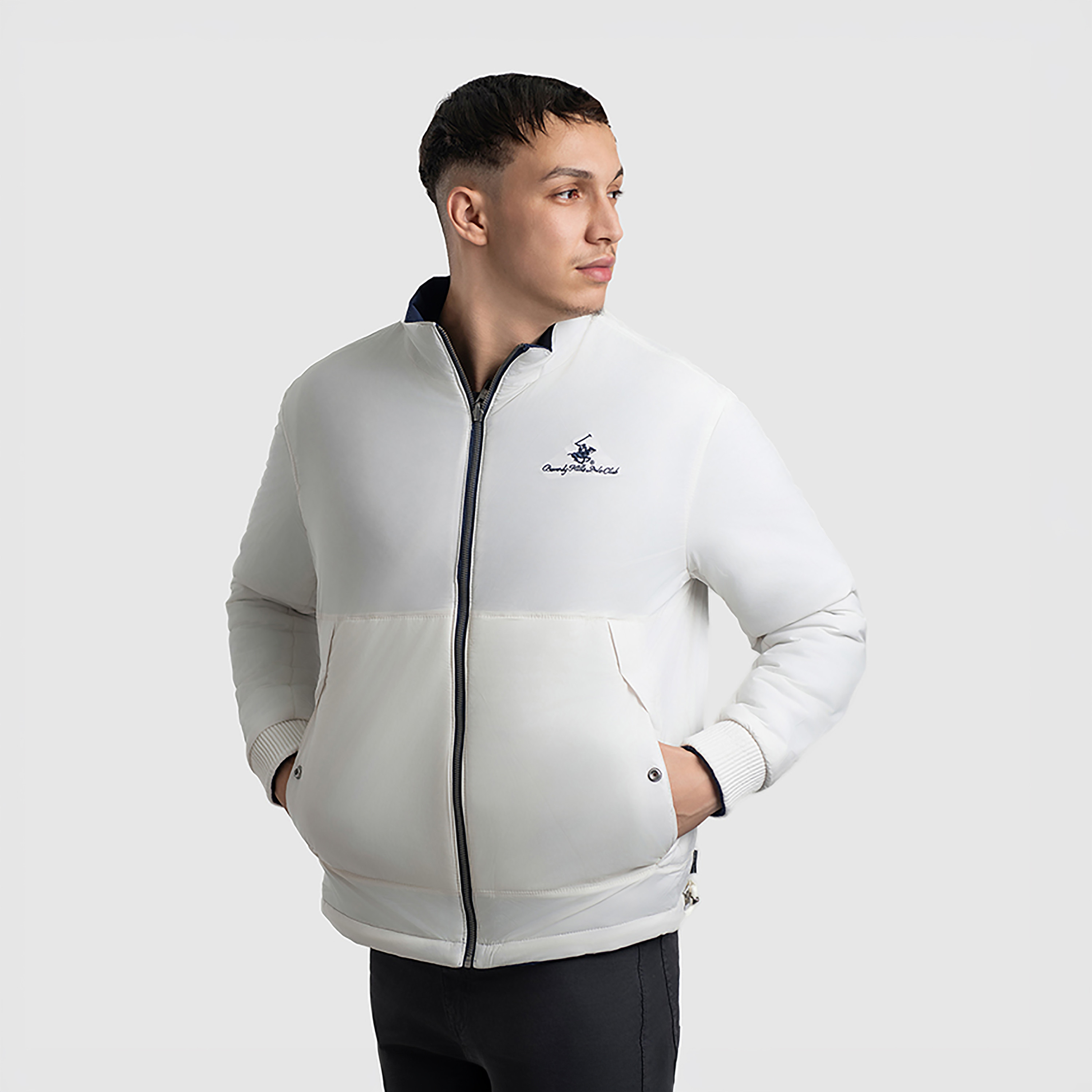 Beverly Hills Polo Club Plain High Neck Long Sleeves Men's Bomber Jacket-men-clothing-jacketsandblazers-jackets-image-2