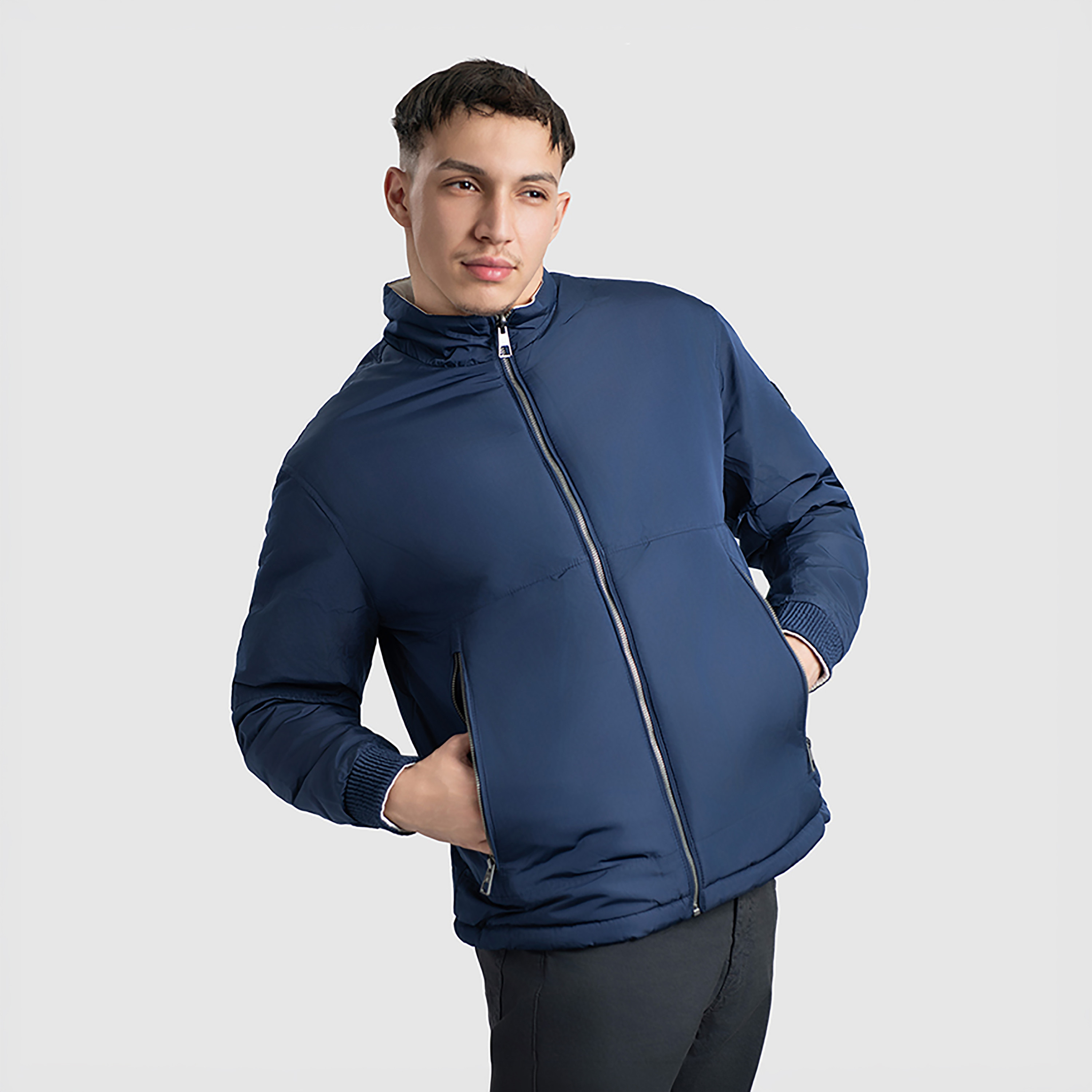 Beverly Hills Polo Club Plain High Neck Long Sleeves Men's Bomber Jacket-men-clothing-jacketsandblazers-jackets-image-3