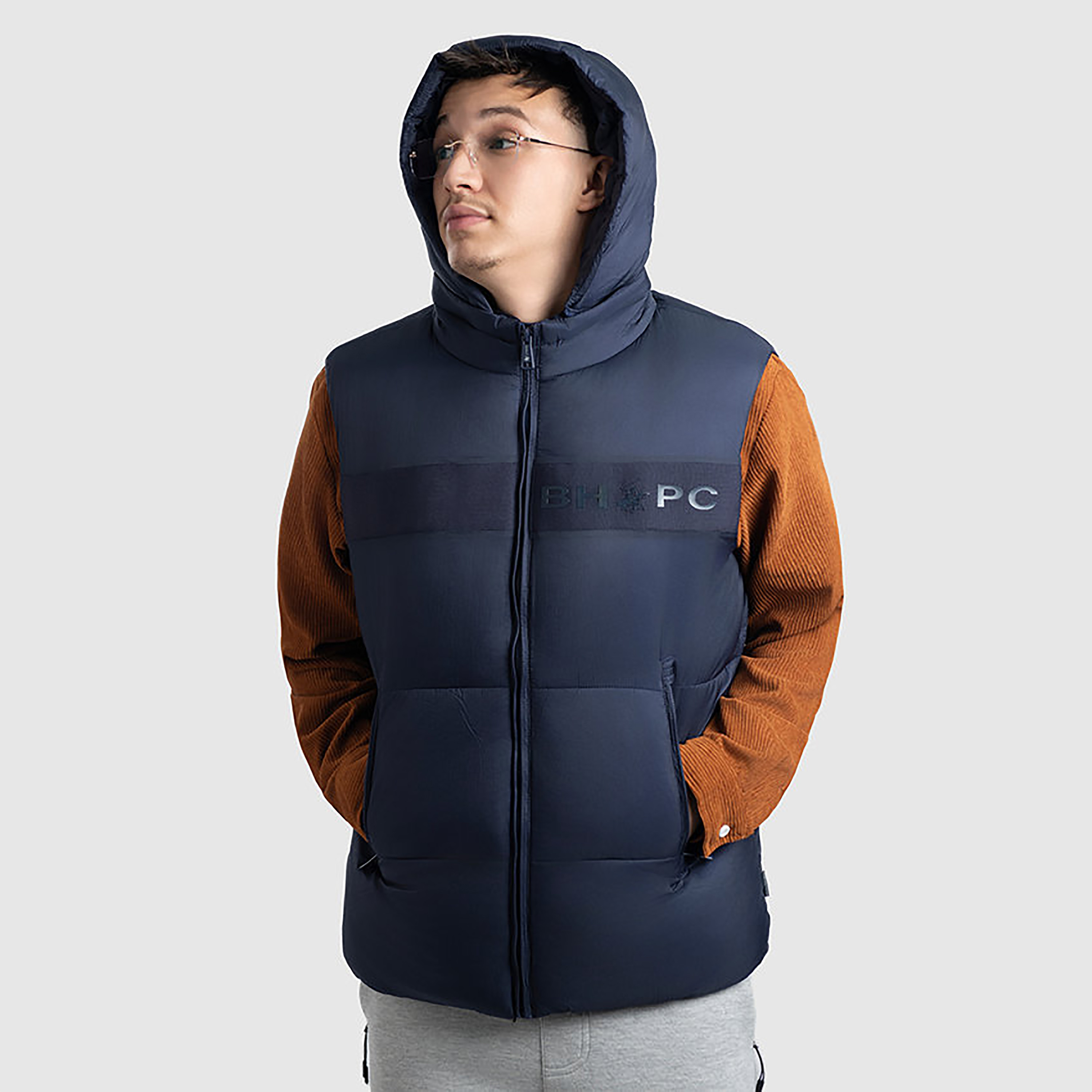 Beverly Hills Polo Club Plain Hooded Sleeveless Men's Puffer Vest-men-clothing-jacketsandblazers-jackets-image-1