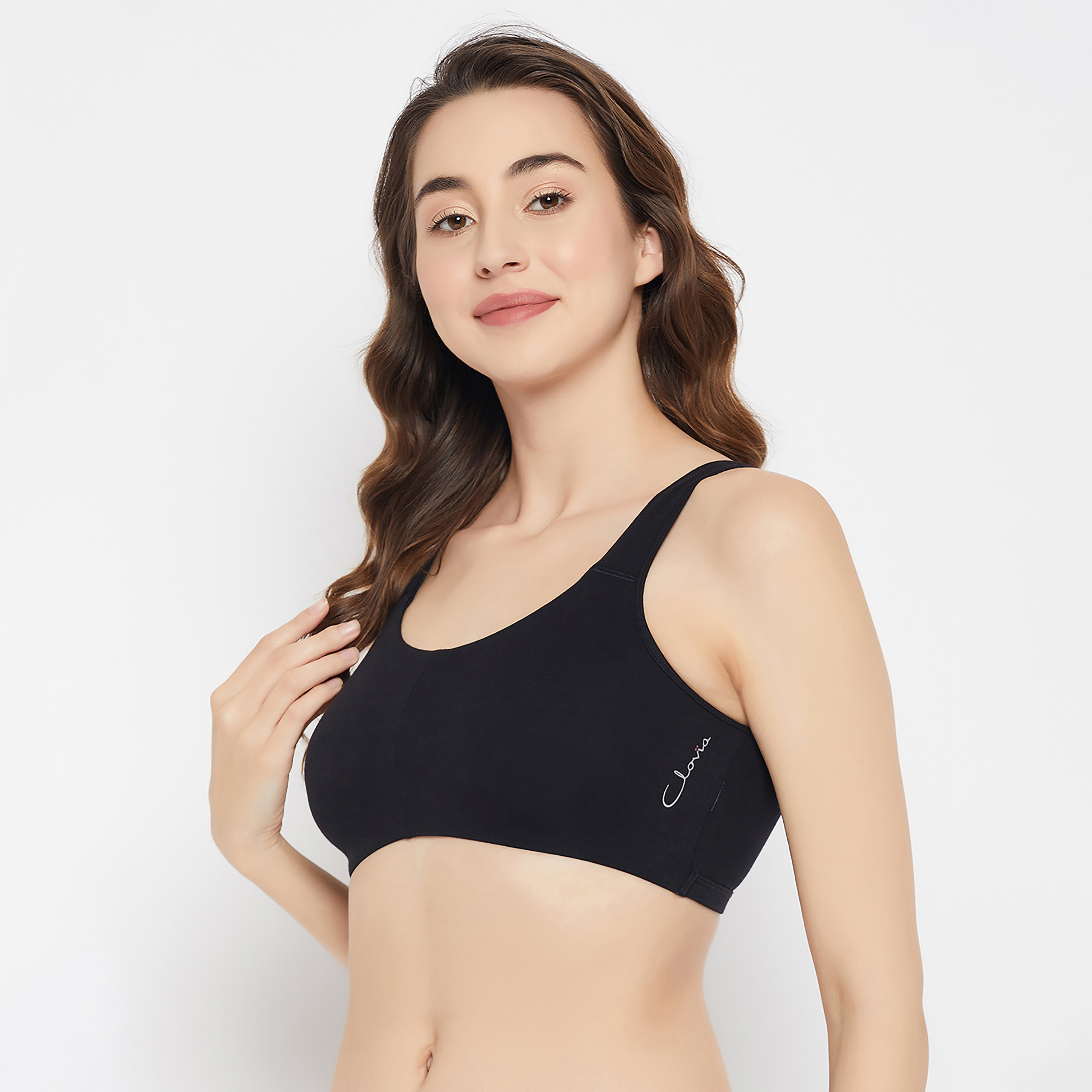 Clovia Non-Padded Non-Wired Full Coverage Everyday Women's T-Shirt Bra in Black - Cotton-women-clothing-lingerie-bras-image-2