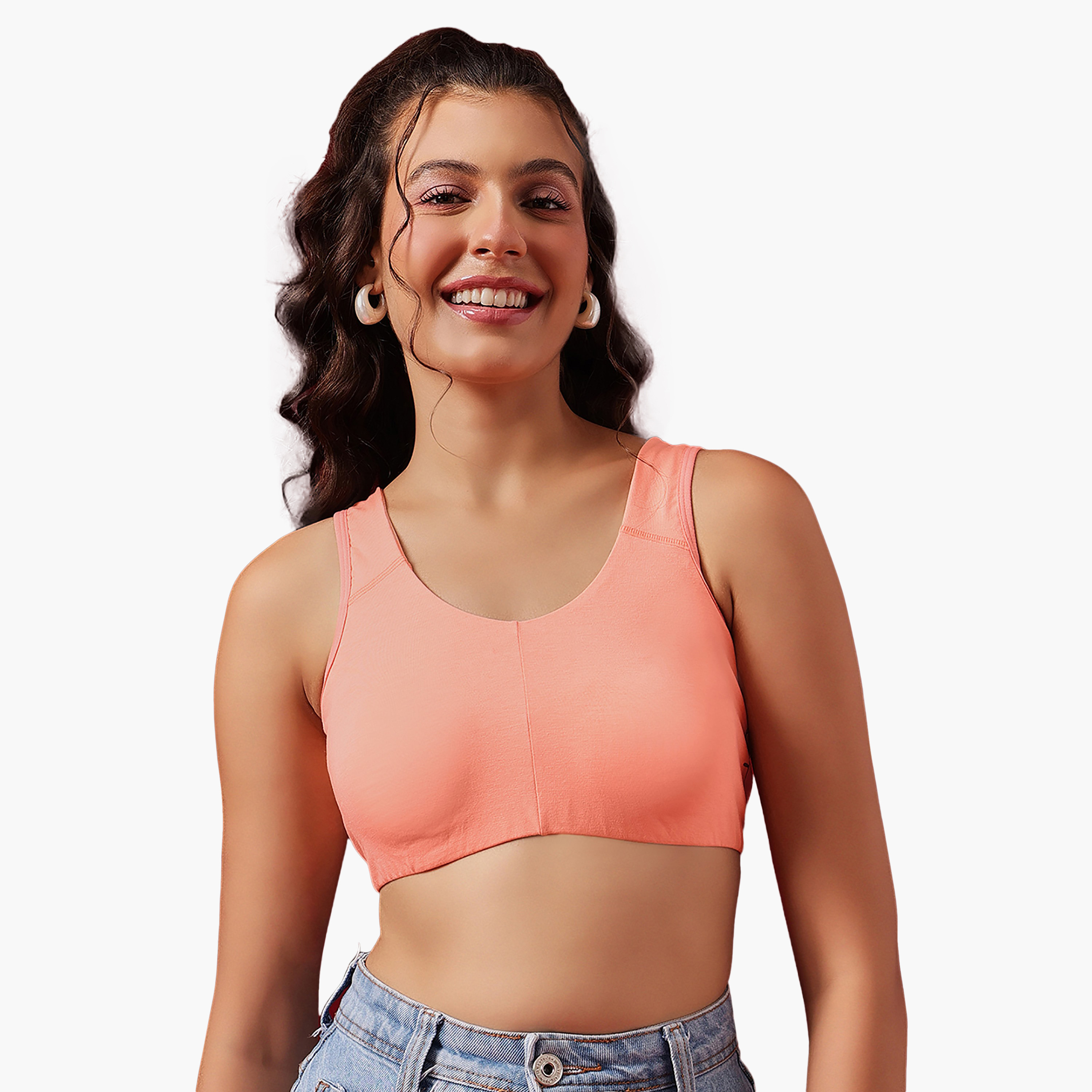 Clovia Non-Padded Non-Wired Full Coverage Everyday Women's T-Shirt Bra in Peach Colour- Cotton-women-clothing-lingerie-bras-image-1