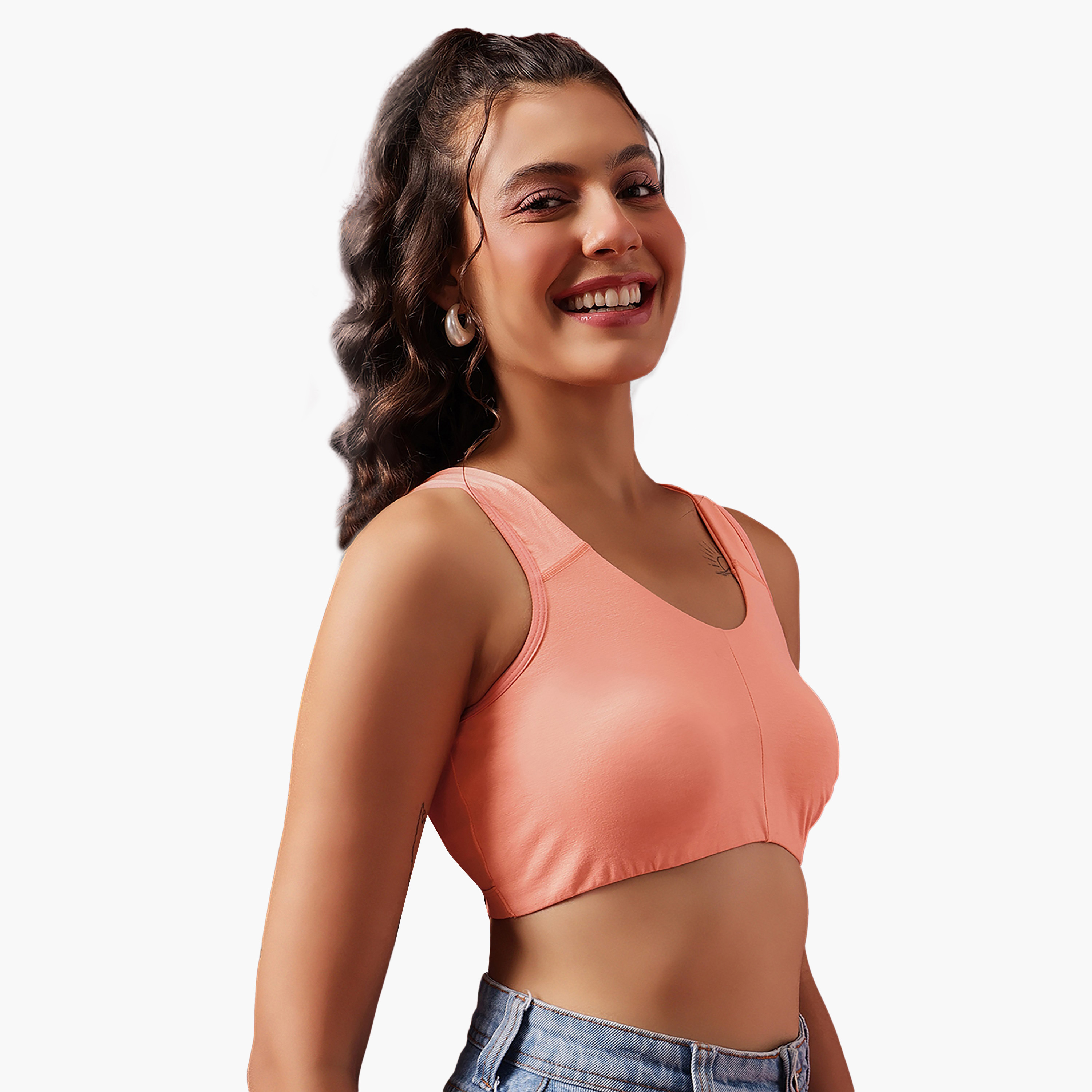 Clovia Non-Padded Non-Wired Full Coverage Everyday Women's T-Shirt Bra in Peach Colour- Cotton-women-clothing-lingerie-bras-image-3