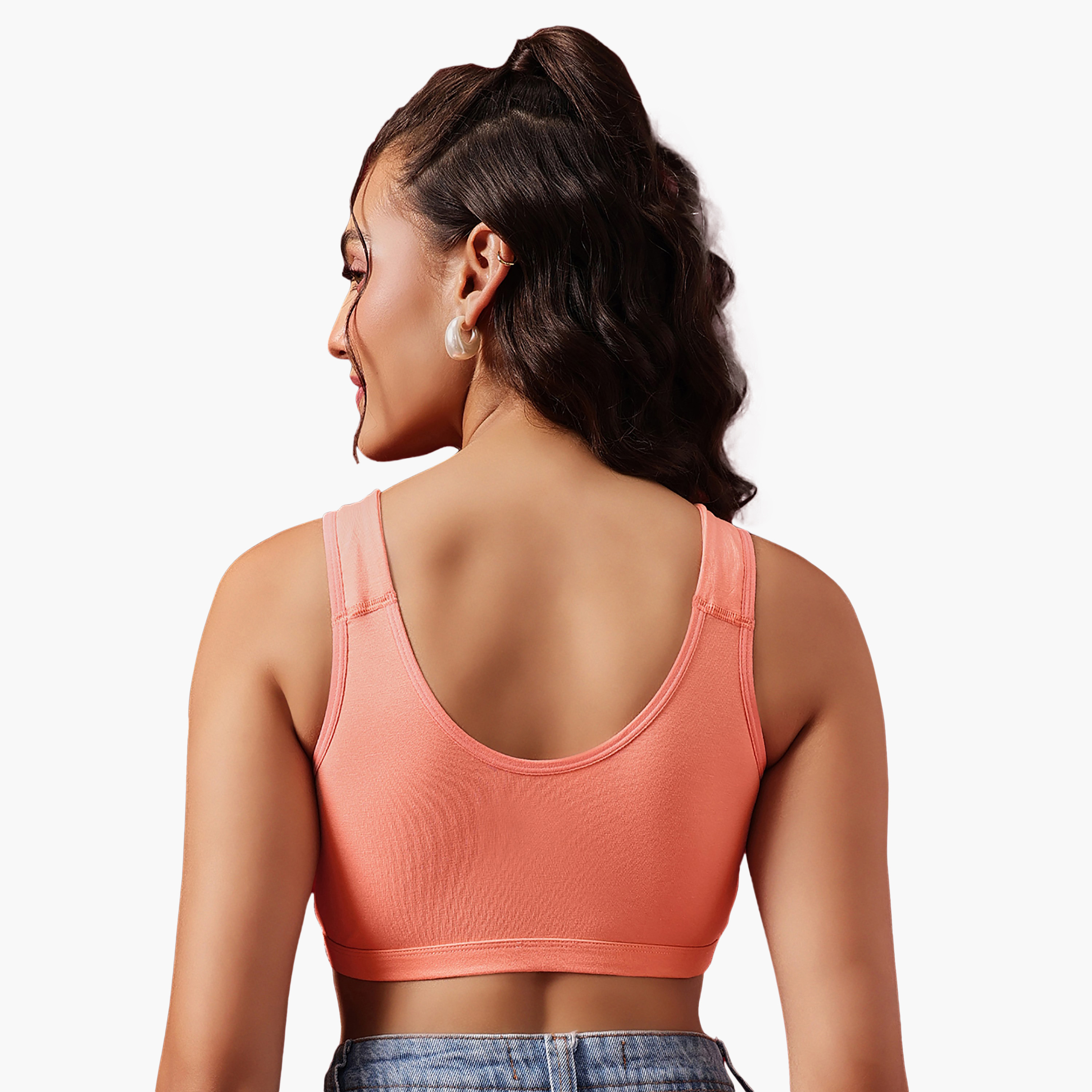 Clovia Non-Padded Non-Wired Full Coverage Everyday Women's T-Shirt Bra in Peach Colour- Cotton-women-clothing-lingerie-bras-image-4