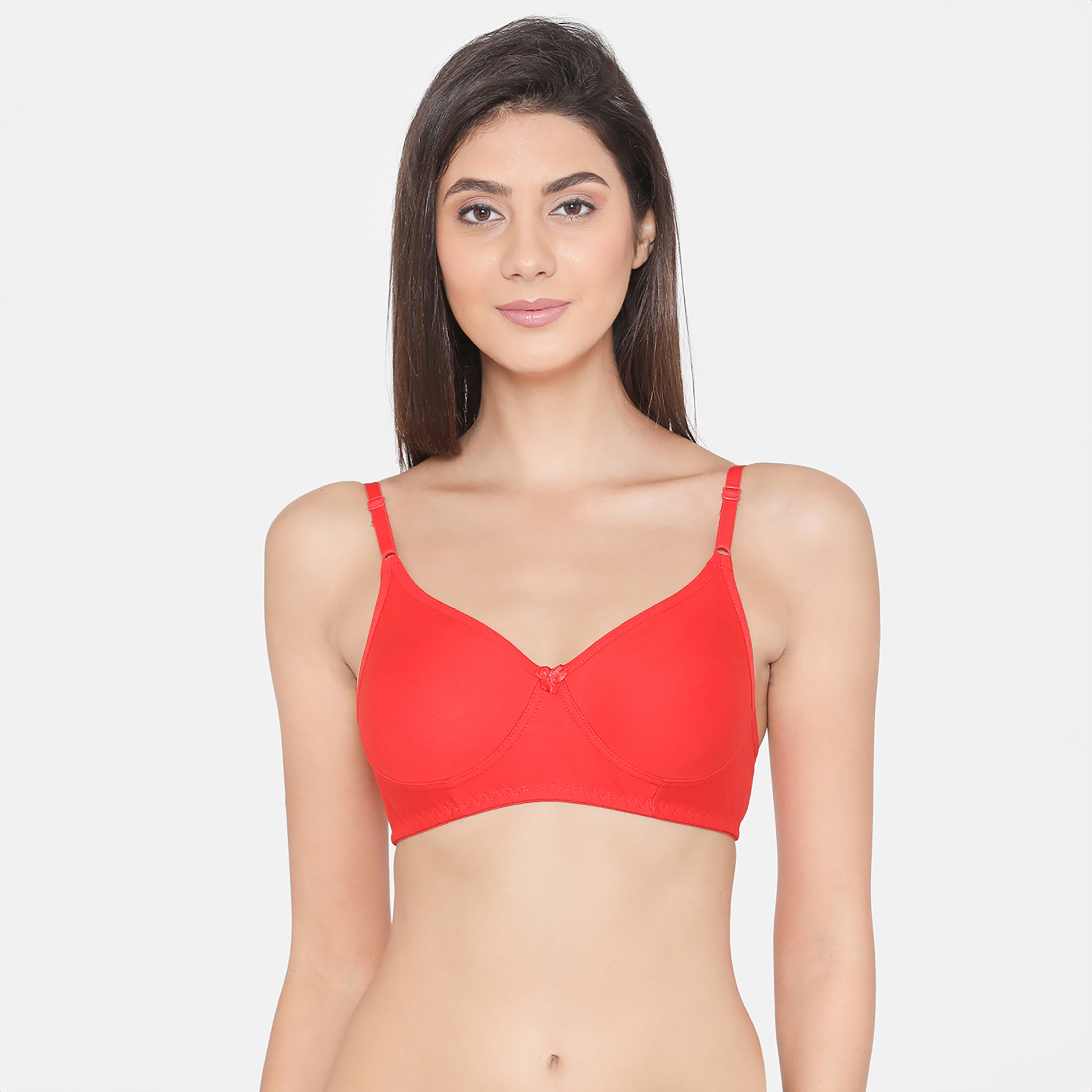 Clovia Non-Padded Wirefree Full Coverage Women's T-Shirt Bra In Red - Cotton Rich-women-clothing-lingerie-bras-image-1