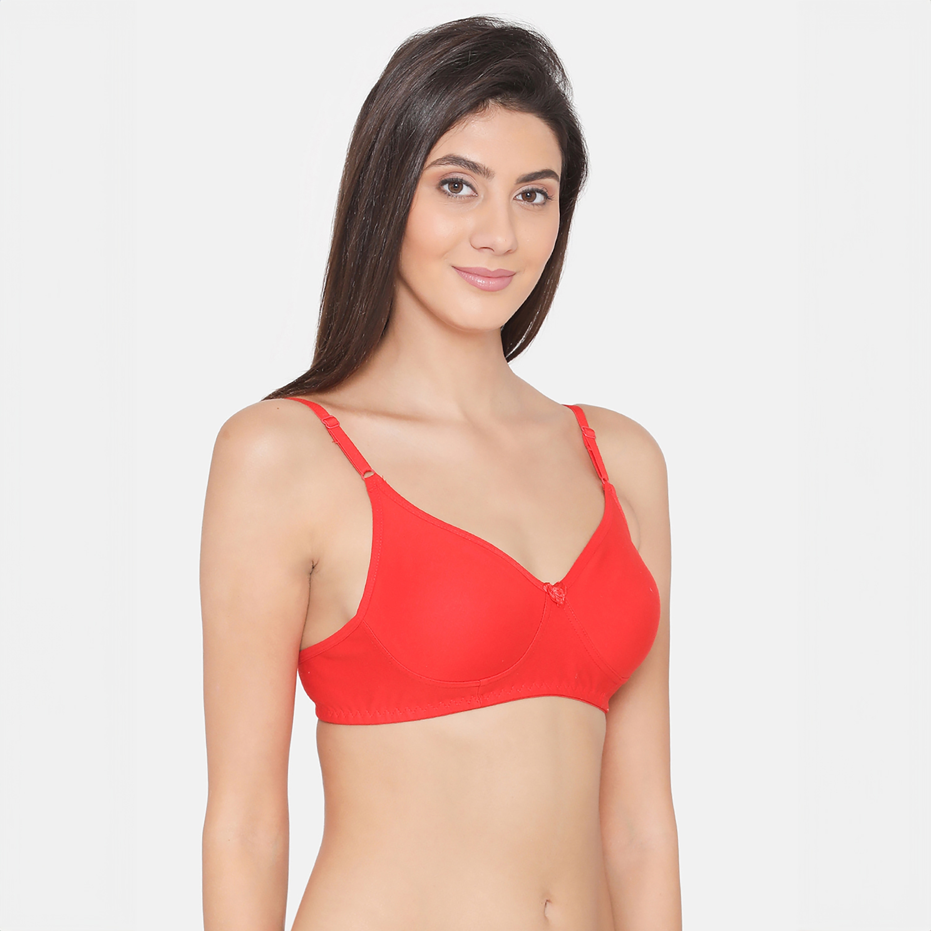Clovia Non-Padded Wirefree Full Coverage Women's T-Shirt Bra In Red - Cotton Rich-women-clothing-lingerie-bras-image-3