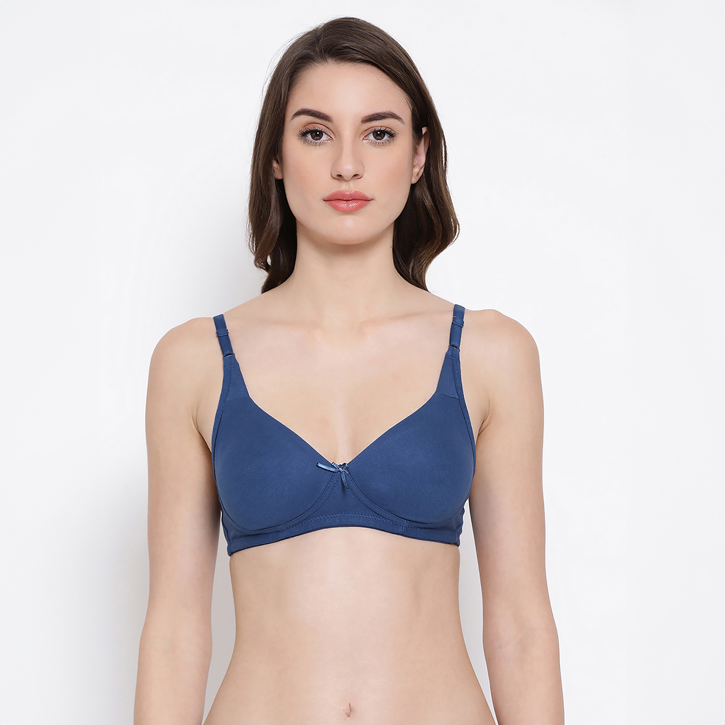 Clovia Non-Padded Non-Wired Full Coverage Women's T-Shirt Bra in Powder Blue - Cotton Rich-women-clothing-lingerie-bras-image-1
