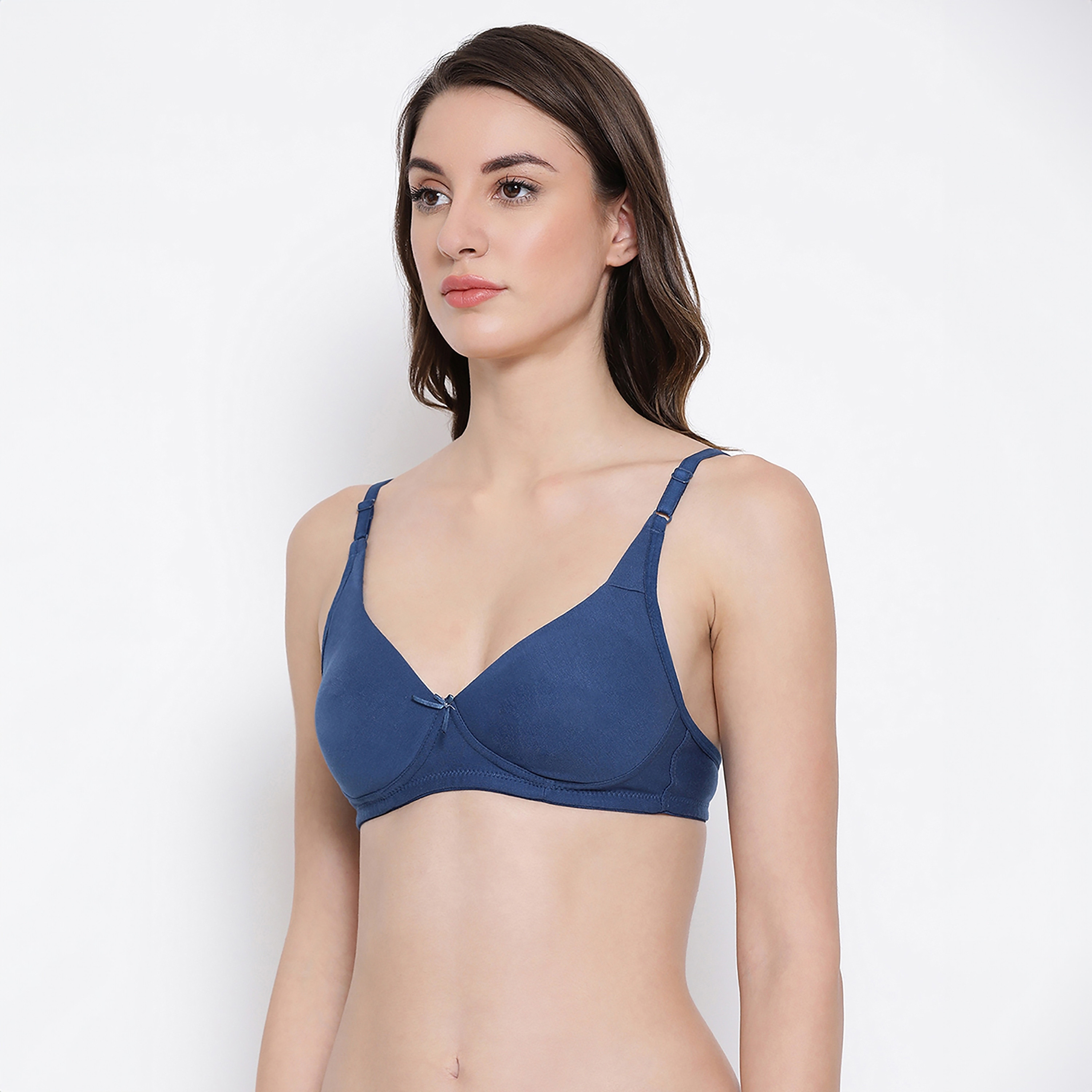 Clovia Non-Padded Non-Wired Full Coverage Women's T-Shirt Bra in Powder Blue - Cotton Rich-women-clothing-lingerie-bras-image-2