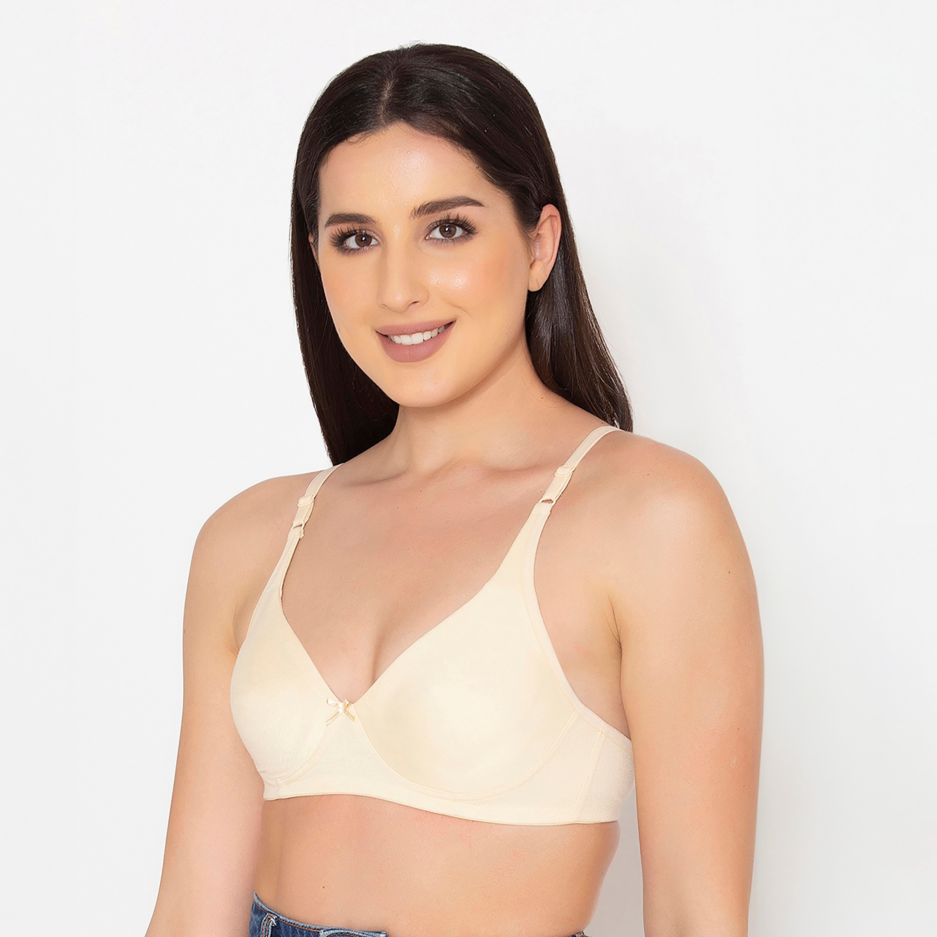 Clovia Non-Padded Non-Wired Full Coverage Women's T-Shirt Bra in Nude Colour - Cotton Rich-women-clothing-lingerie-bras-image-2