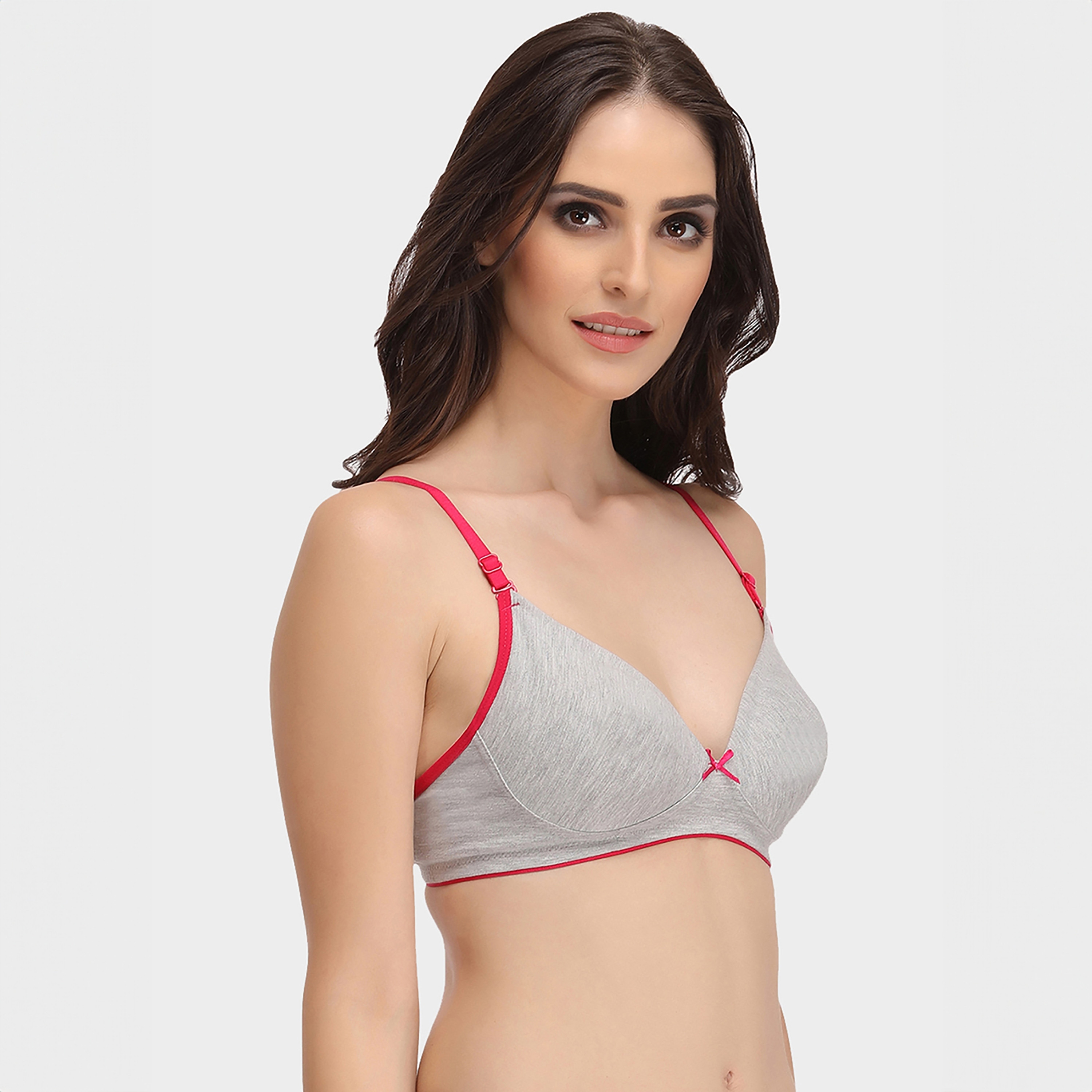 Clovia Non-Wired Double Layered Women's Bra with Detachable Straps In Grey Melange-women-clothing-lingerie-bras-image-2