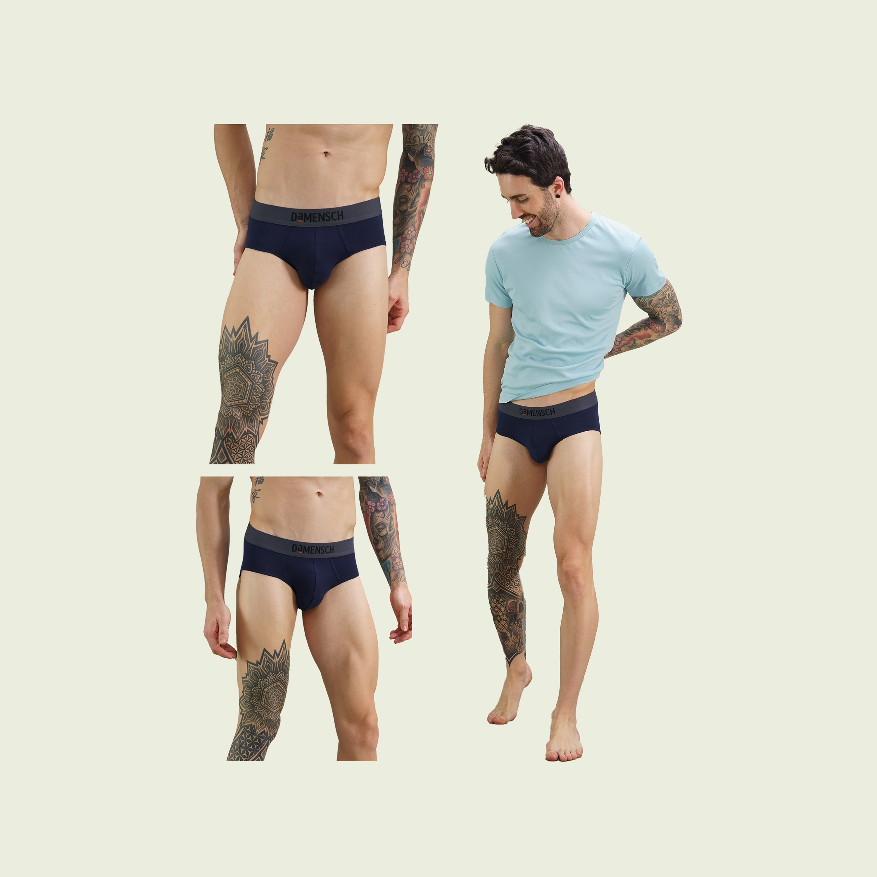 Damensch Men's Pack of 3 Deo-Soft Plain Branding Elasticated Briefs-men-clothing-innerwear-underwear-image-2