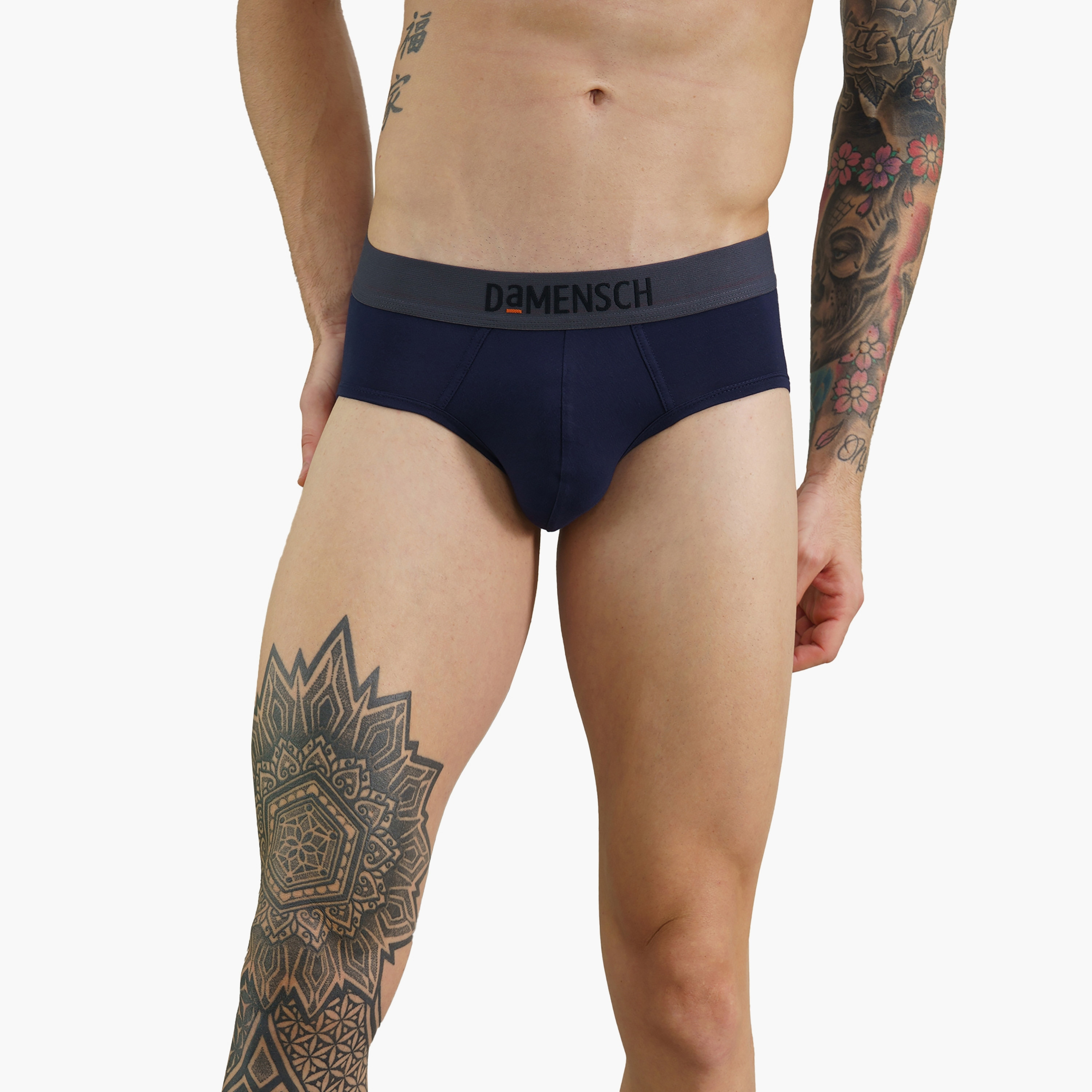 Damensch Men's Pack of 3 Deo-Soft Plain Branding Elasticated Briefs-men-clothing-innerwear-underwear-image-3