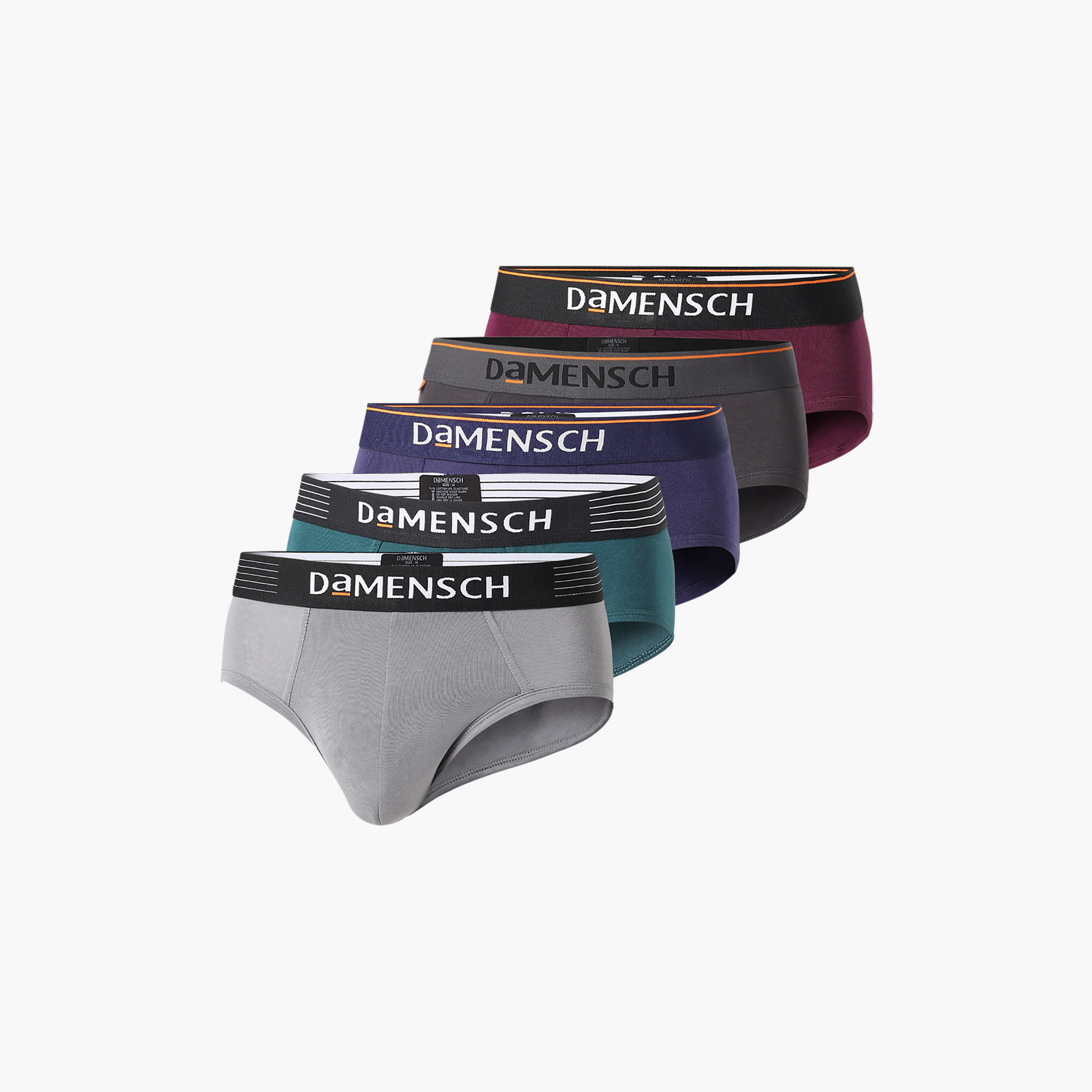 Damensch Men s Pack of 5 Anti Bacterial Moisture Free Plain Briefs