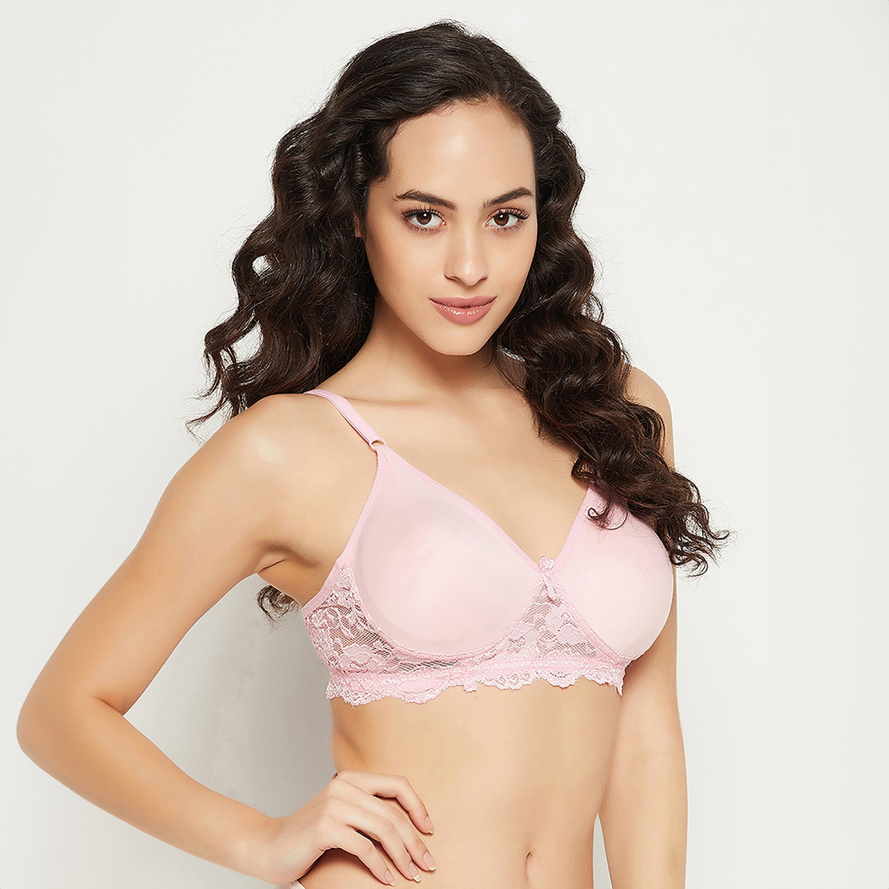 Clovia Flair Non-Padded Non-Wired Full Coverage Spacer Cup Women's T-Shirt Bra in Baby Pink - Cotton Rich-women-clothing-lingerie-bras-image-3