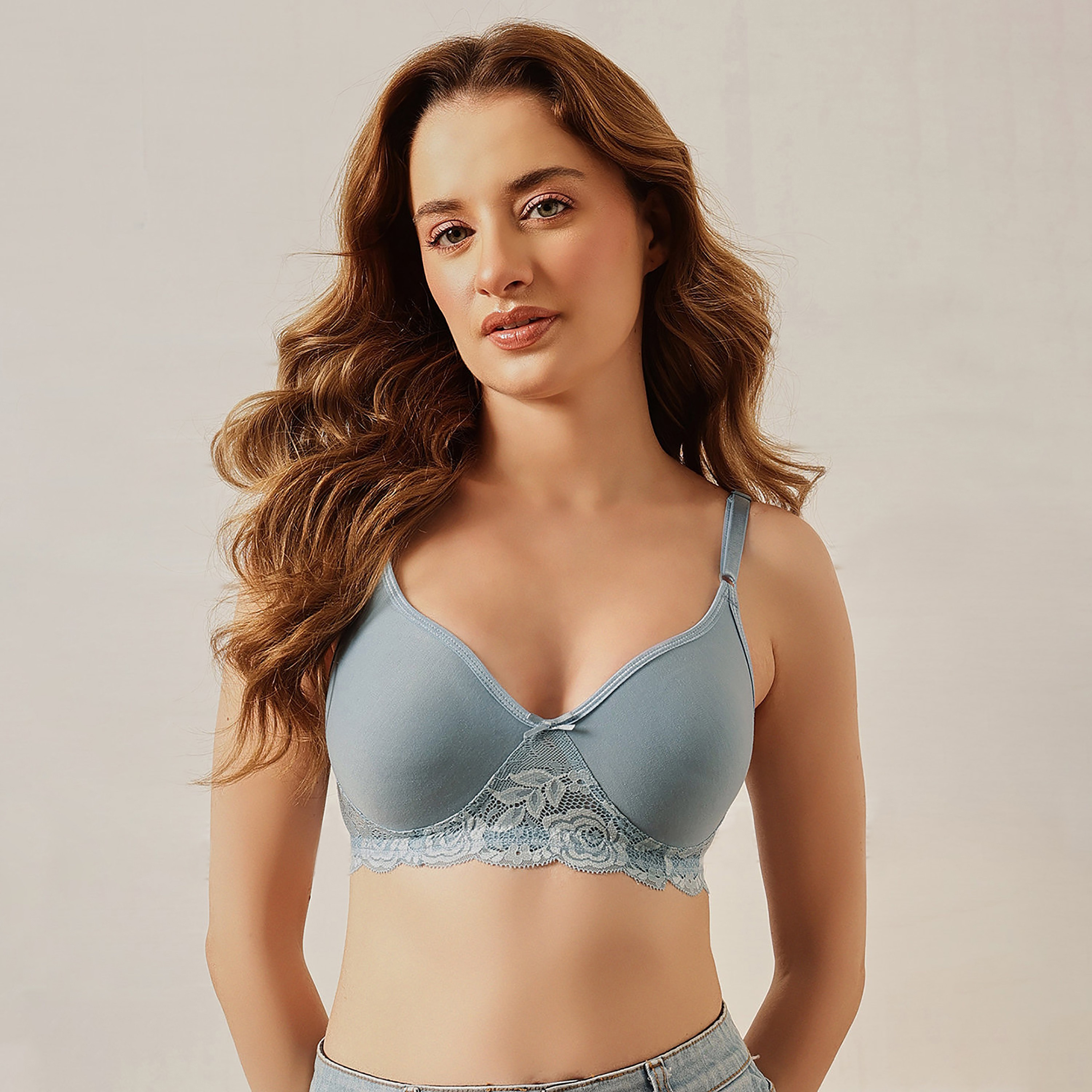 Clovia Non-Padded Non-Wired Full Coverage Spacer Cup Women's Bra in Powder Blue - Cotton Rich-women-clothing-lingerie-bras-image-1