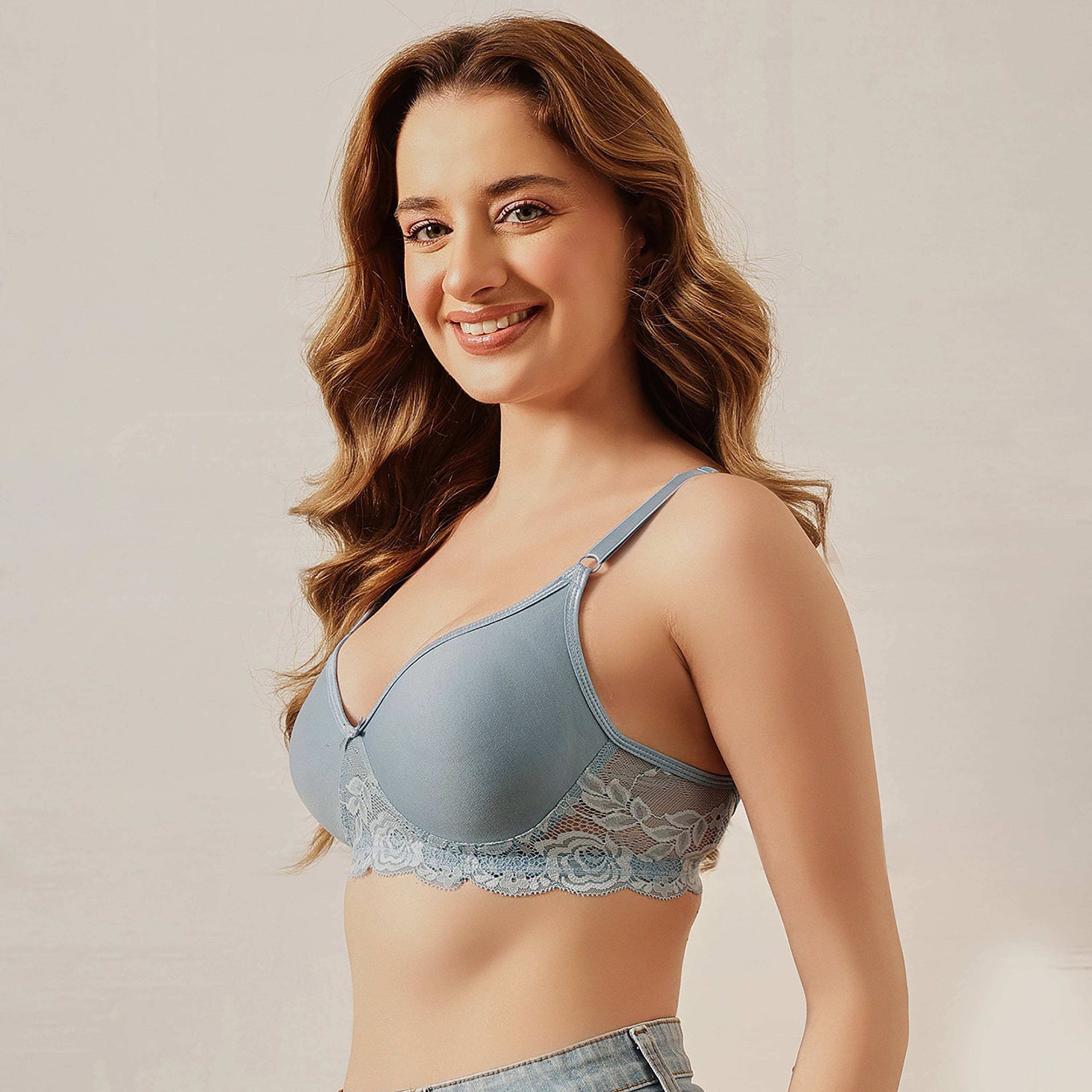 Clovia Non-Padded Non-Wired Full Coverage Spacer Cup Women's Bra in Powder Blue - Cotton Rich-women-clothing-lingerie-bras-image-2