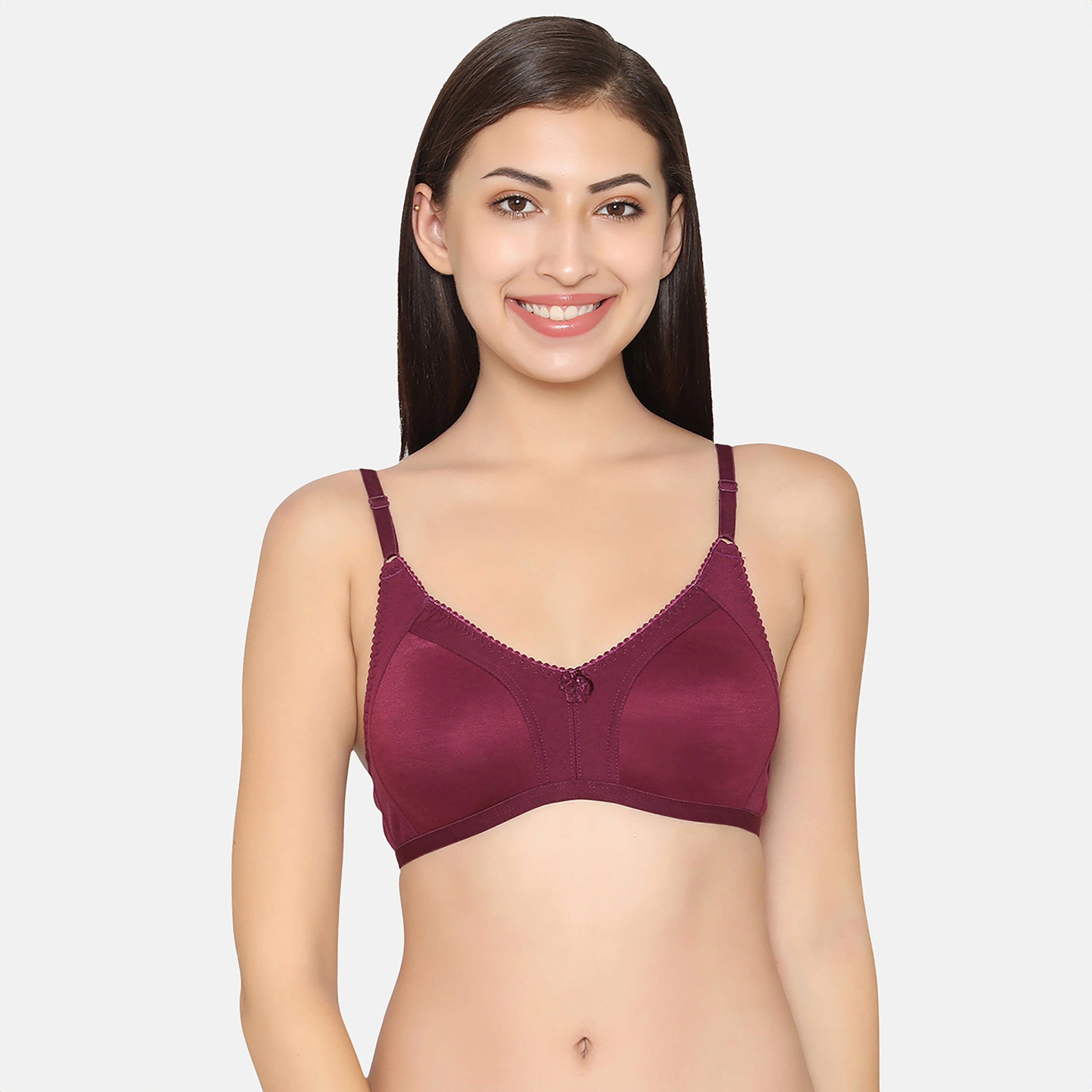 Clovia Non-Padded Non-Wired Full Coverage Spacer Cup Women's Bra in Wine Colour - Cotton Rich-women-clothing-lingerie-bras-image-1