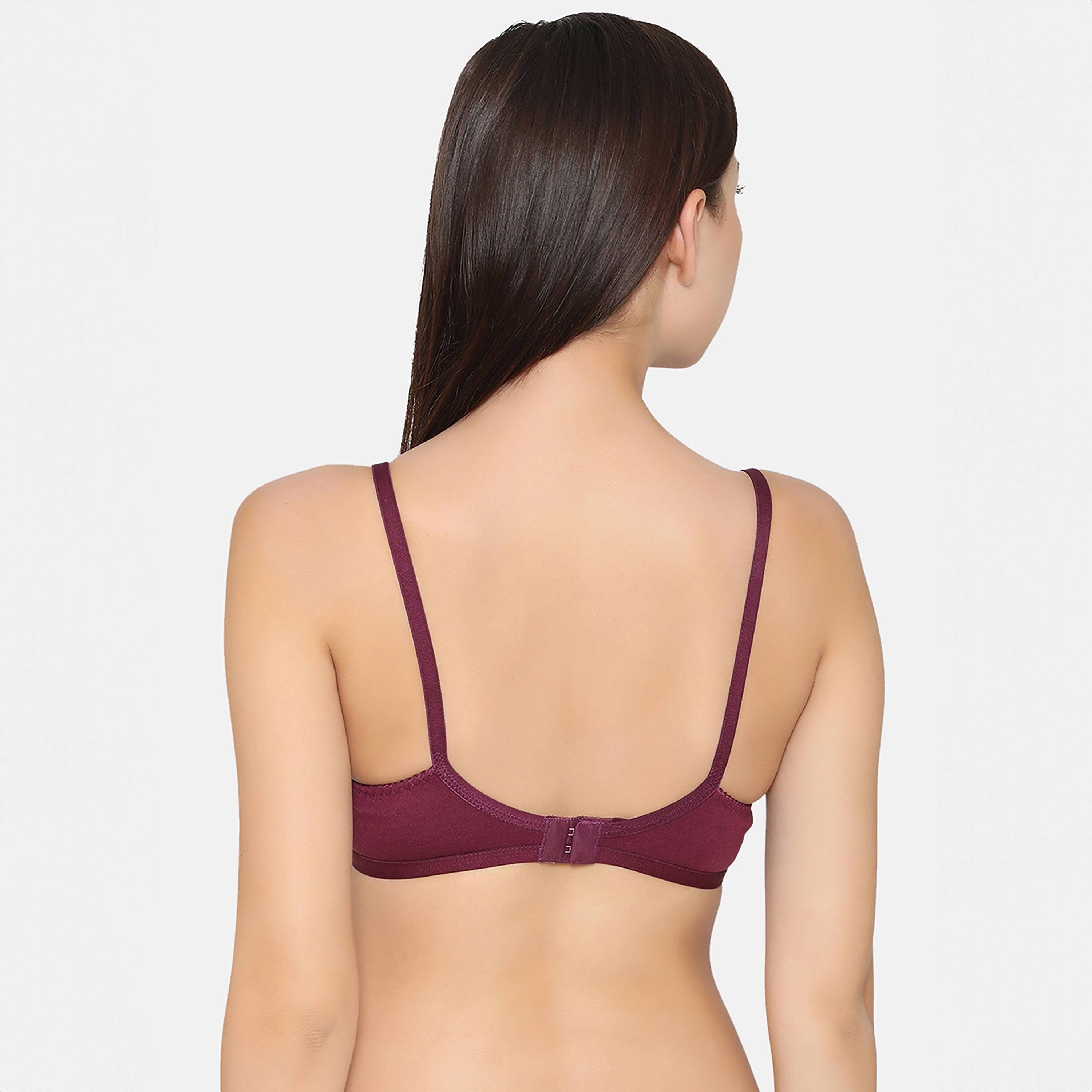 Clovia Non-Padded Non-Wired Full Coverage Spacer Cup Women's Bra in Wine Colour - Cotton Rich-women-clothing-lingerie-bras-image-4