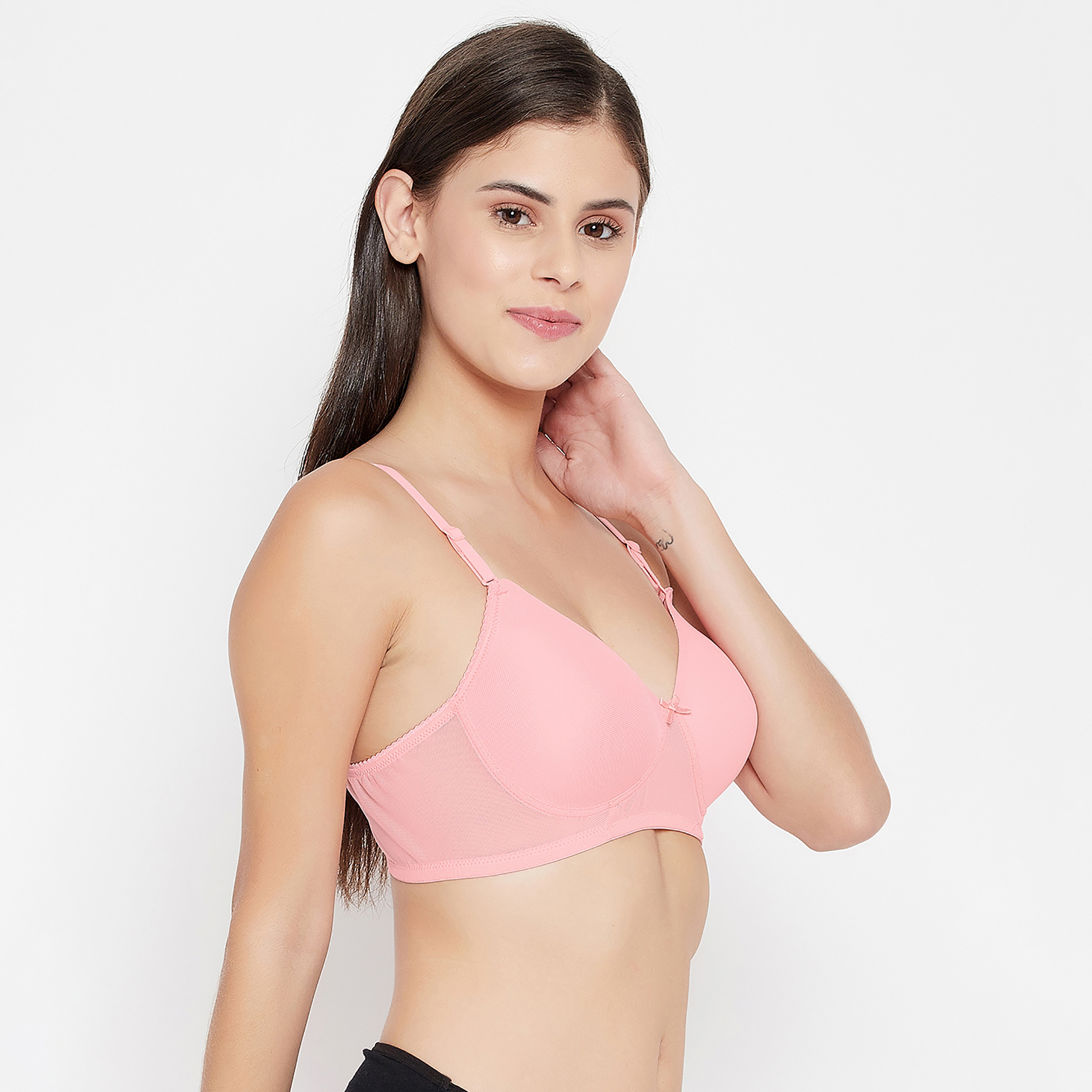 Clovia Padded Non Wired Full Cup Multiway Women's T-Shirt Bra in Baby Pink-women-clothing-lingerie-bras-image-3