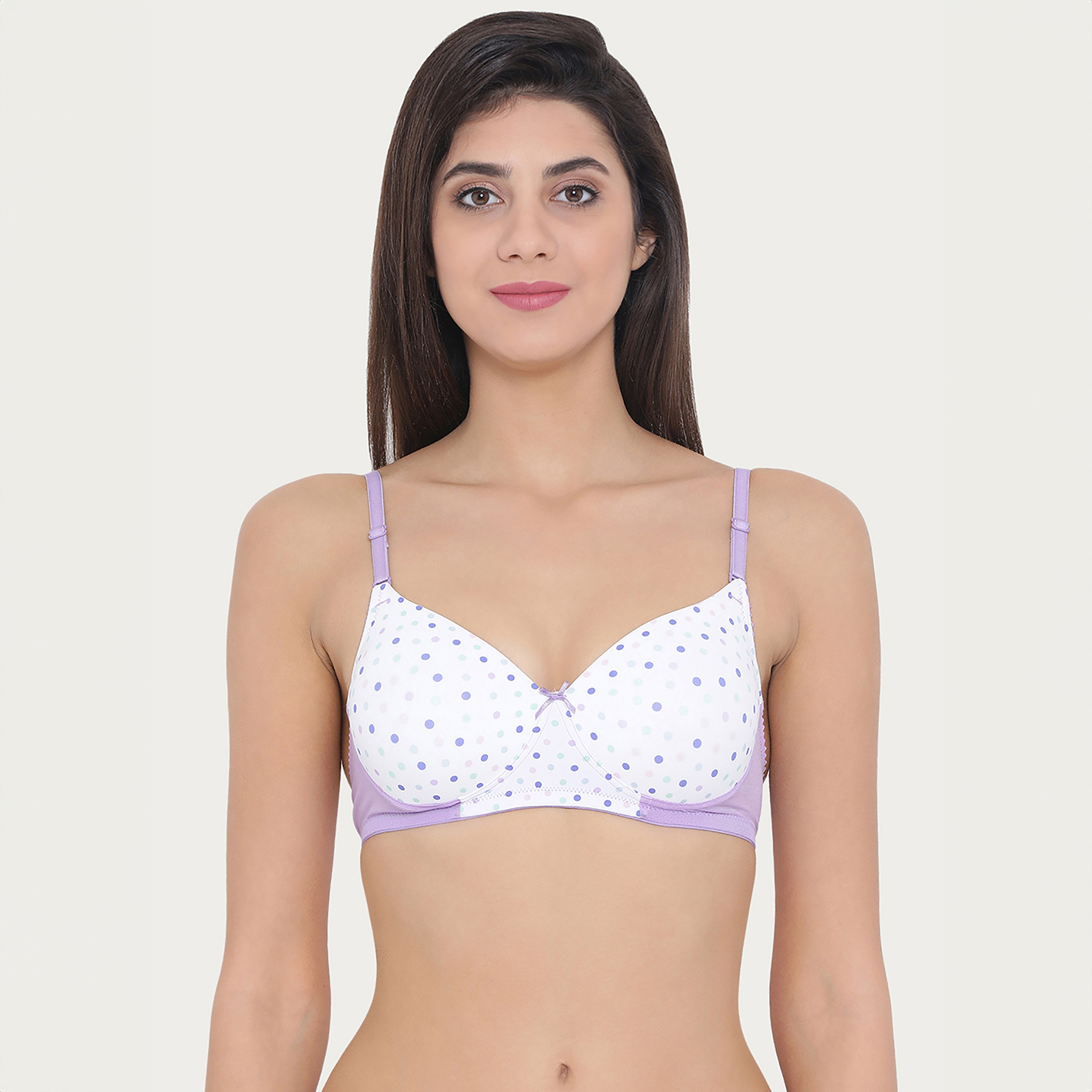 حمالة صدر نسائية مبطنة بدون أسلاك بتغطية كاملة مطبوعة بنقشة البولكا من كلوفيا-women-clothing-lingerie-bras-image-1