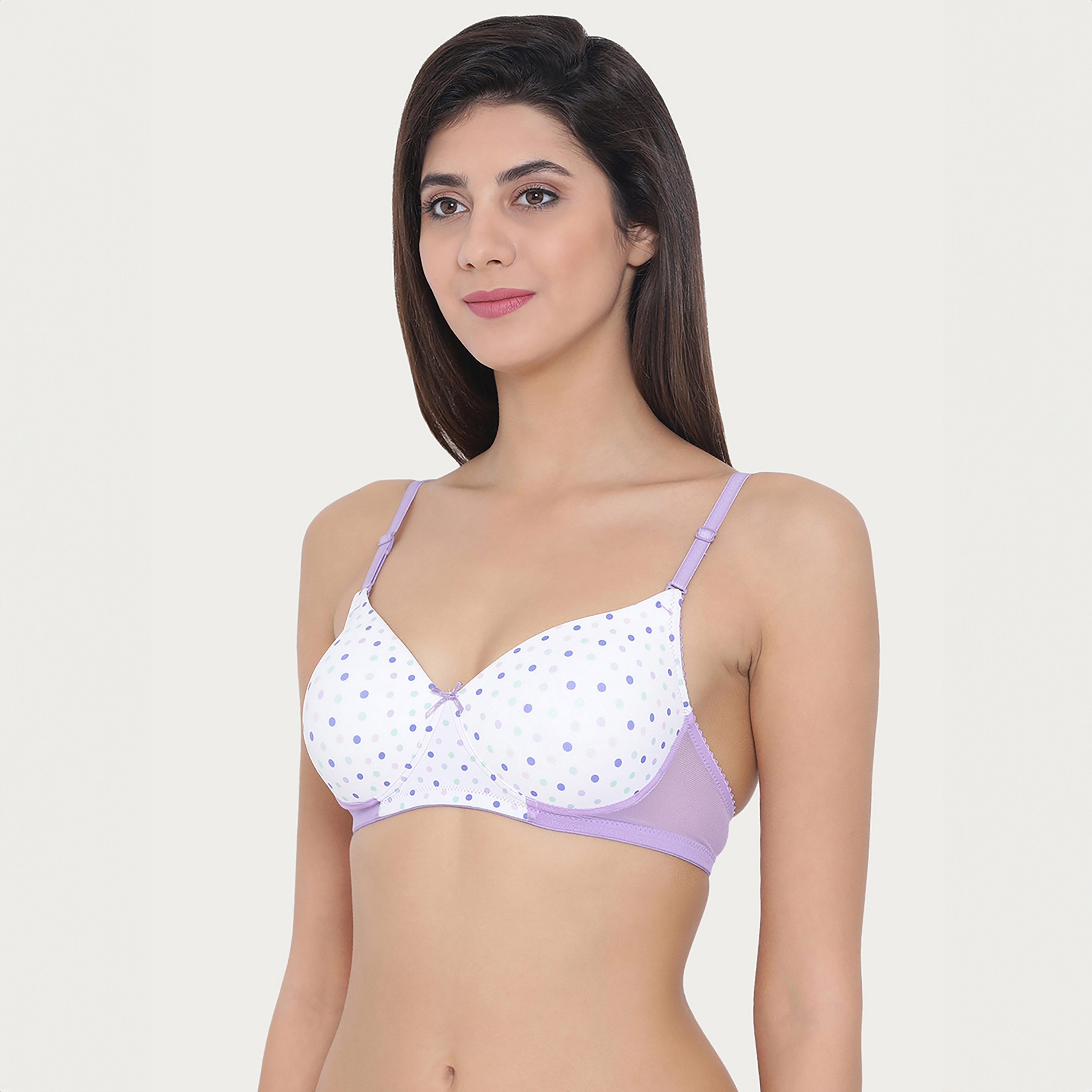 حمالة صدر نسائية مبطنة بدون أسلاك بتغطية كاملة مطبوعة بنقشة البولكا من كلوفيا-women-clothing-lingerie-bras-image-2