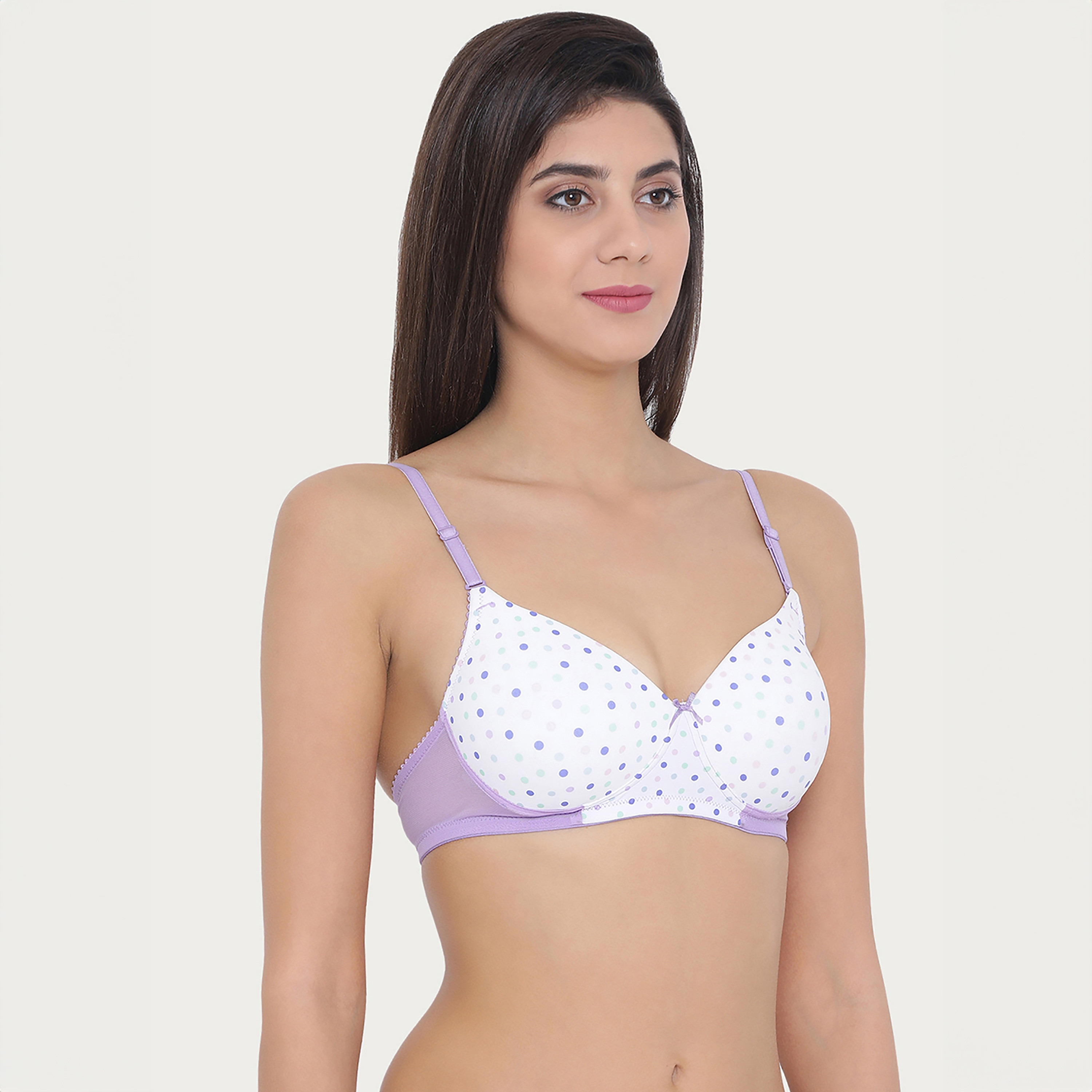 Clovia Padded Non-Wired Full Coverage Polka Printed Women's T-Shirt Bra-women-clothing-lingerie-bras-image-3