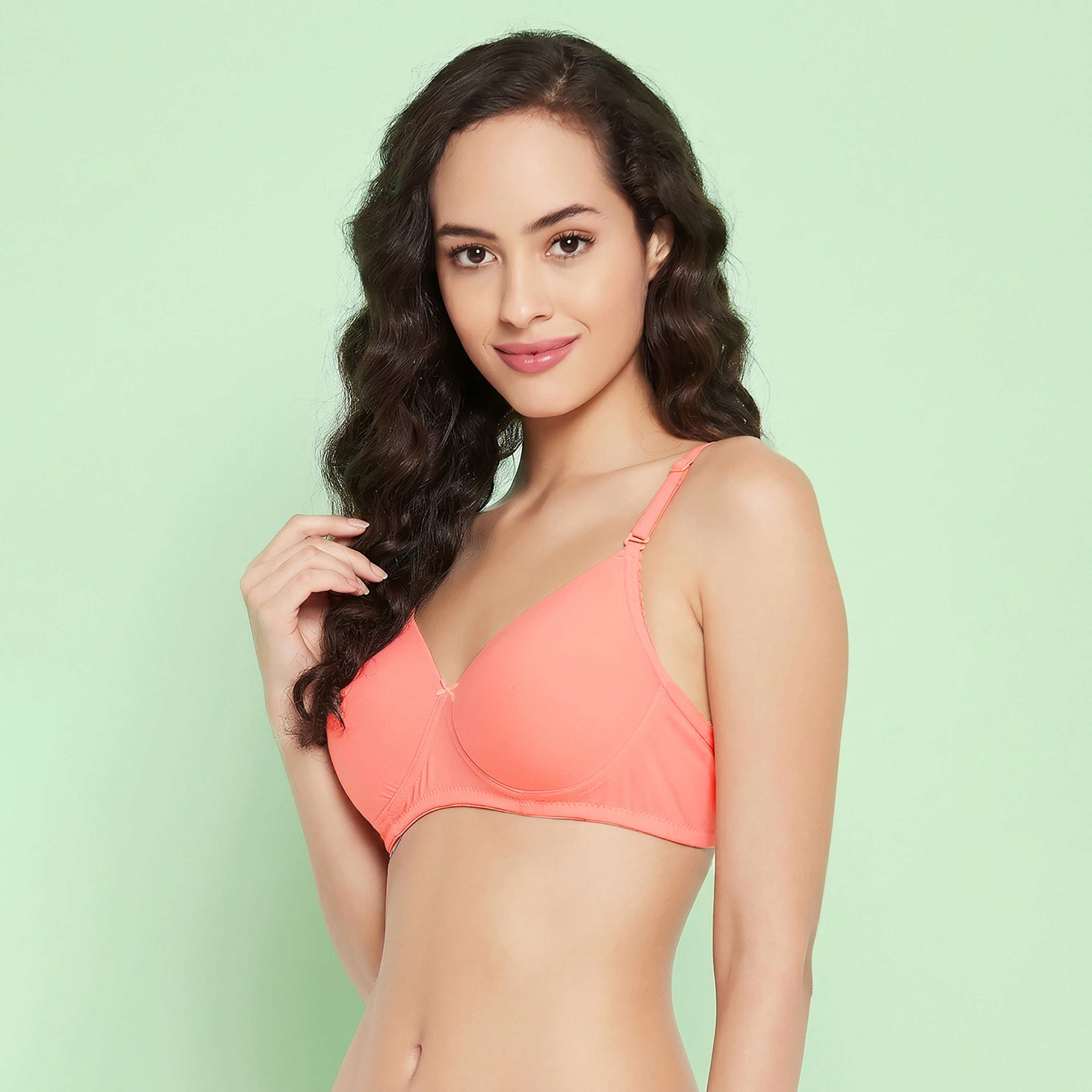 Clovia Padded Non-Wired Demi Cup Multiway Women's T-Shirt Bra in Peach Colour - Cotton-women-clothing-lingerie-bras-image-3