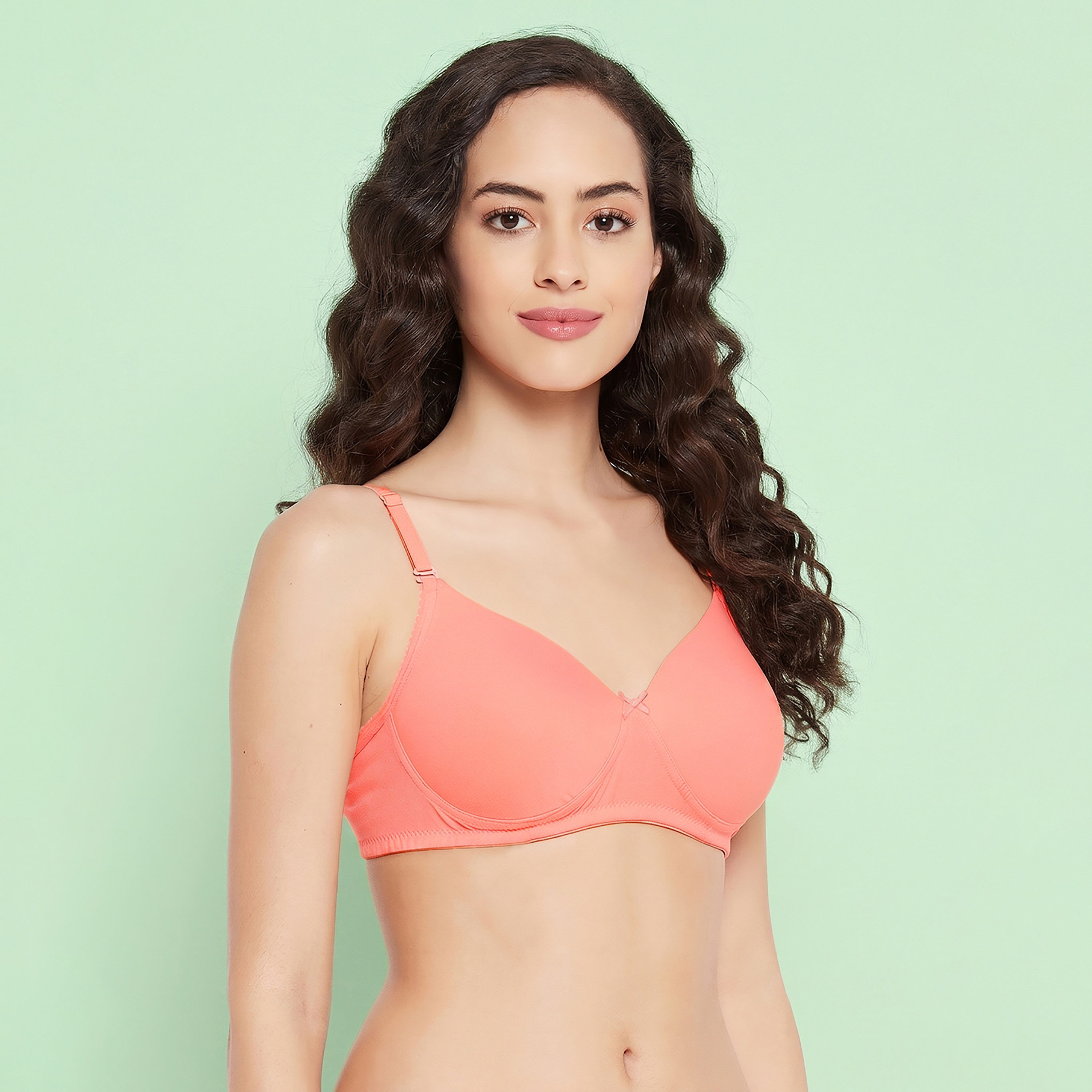 Clovia Padded Non-Wired Demi Cup Multiway Women's T-Shirt Bra in Peach Colour - Cotton-women-clothing-lingerie-bras-image-4