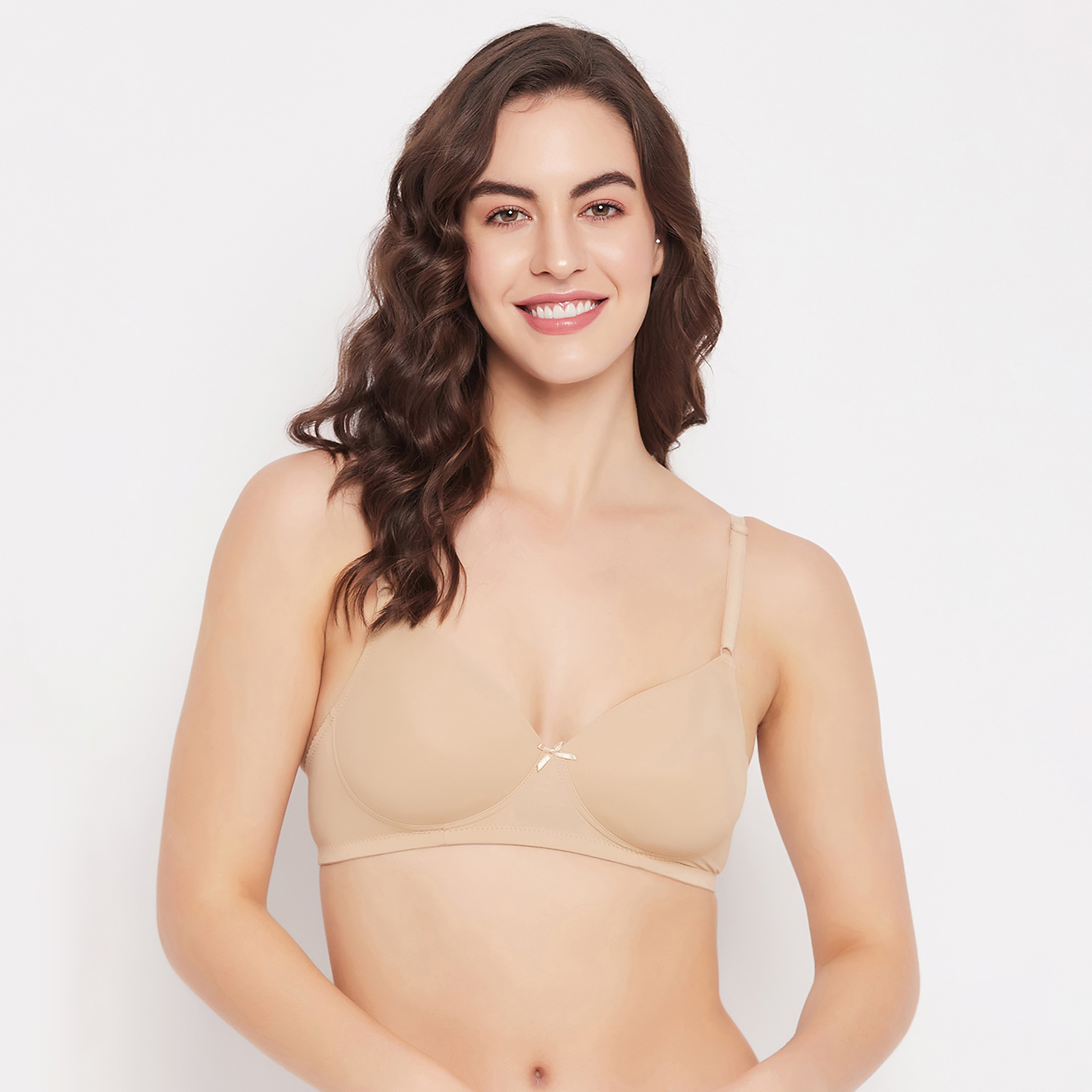 حمالة صدر مبطنة بدون سلك كاملة الكوب للنساء باللون البيج من كلوفيا-women-clothing-lingerie-bras-image-1
