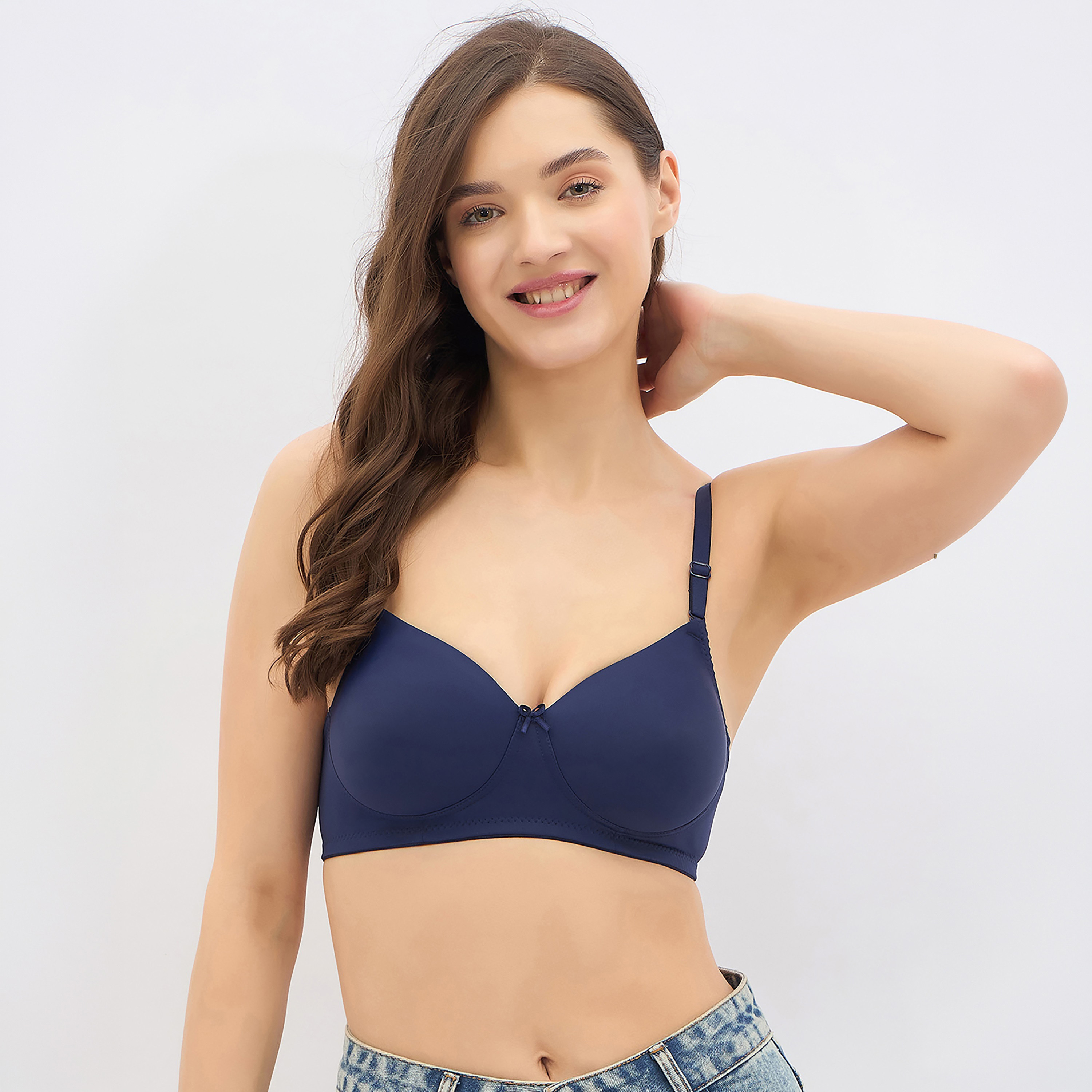 Clovia Padded Non-Wired Full Coverage Multiway Women's T-Shirt Bra in Navy-women-clothing-lingerie-bras-image-1