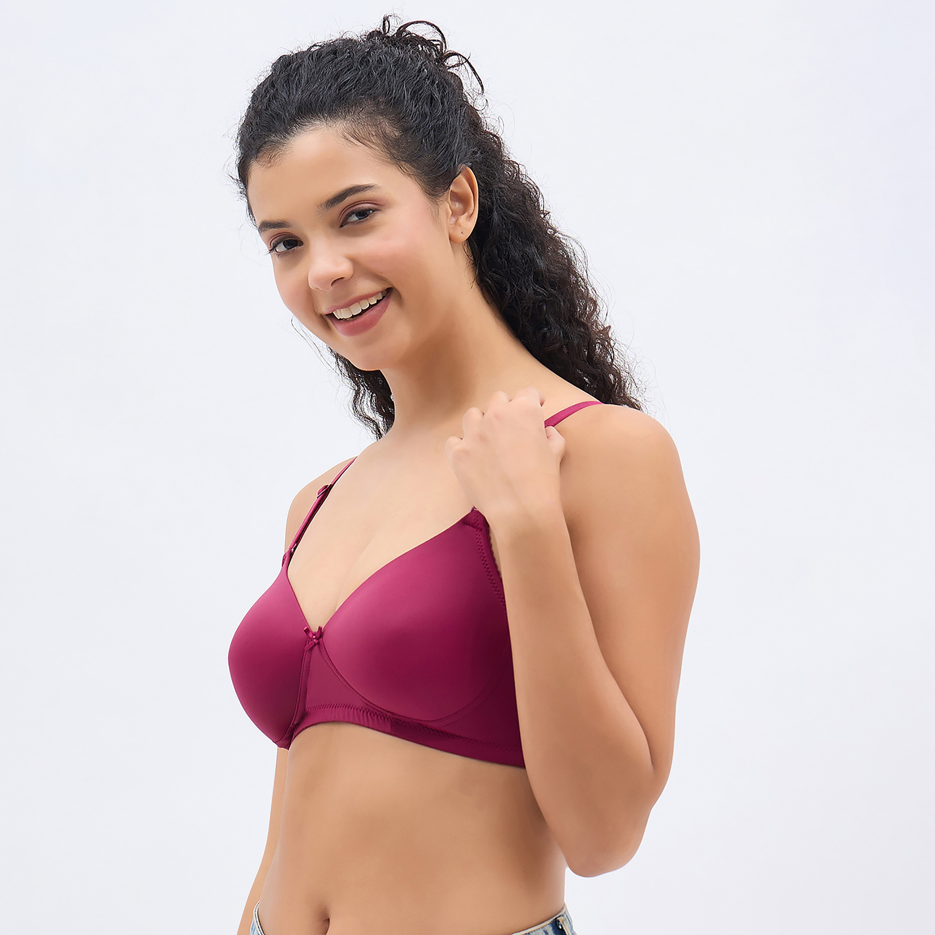Clovia Padded Non-Wired Full Coverage Multiway Women's T-Shirt Bra in Pink-women-clothing-lingerie-bras-image-2