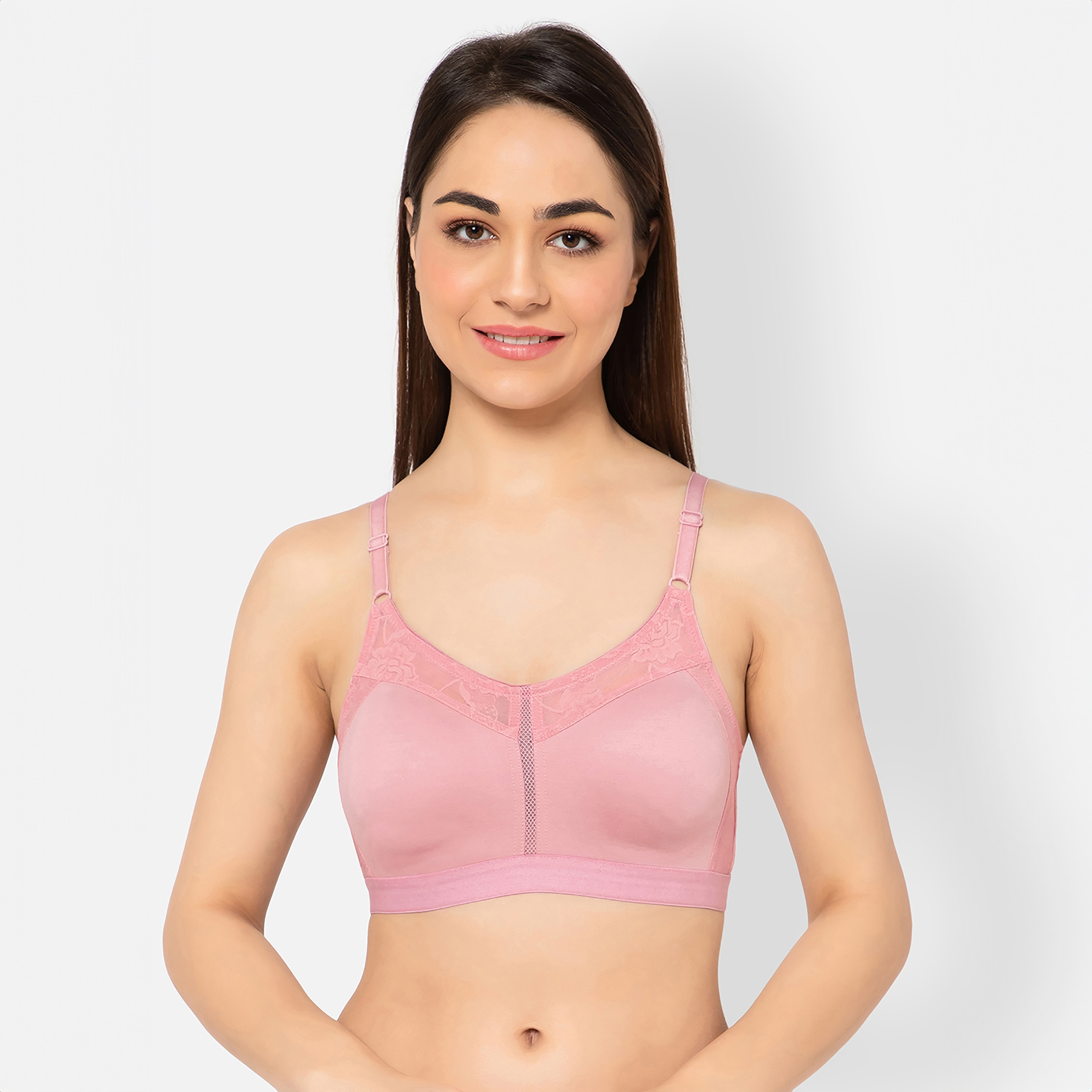 Clovia Non-Padded Non-Wired Full Figure Spacer Cup Women's Bra in Soft Pink - Cotton Rich-women-clothing-lingerie-bras-image-1