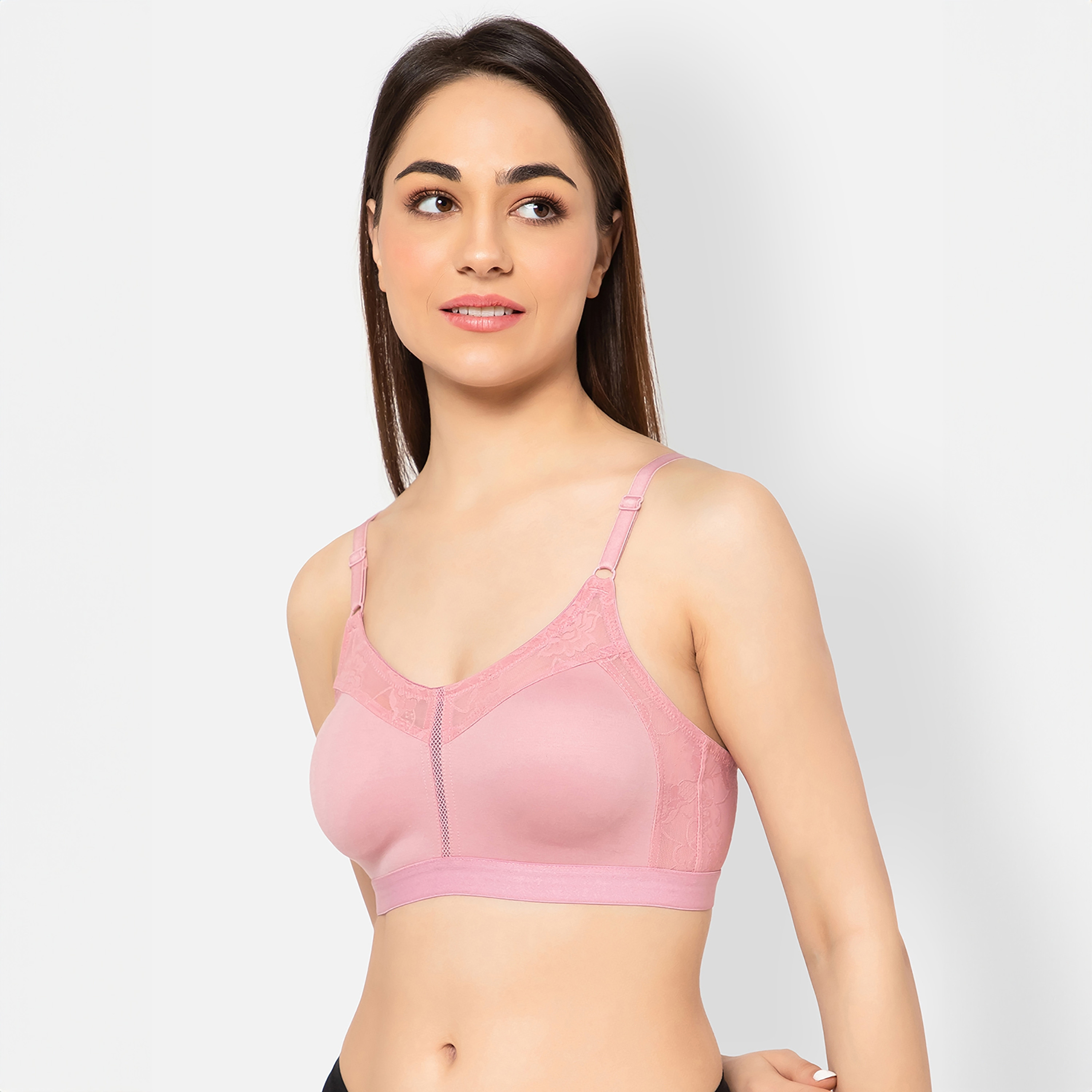 حمالة صدر نسائية كاملة الشكل بدون أسلاك بدون بطانة وبكوب فاصل باللون الوردي الناعم من كلوفيا - غني بالقطن-women-clothing-lingerie-bras-image-2