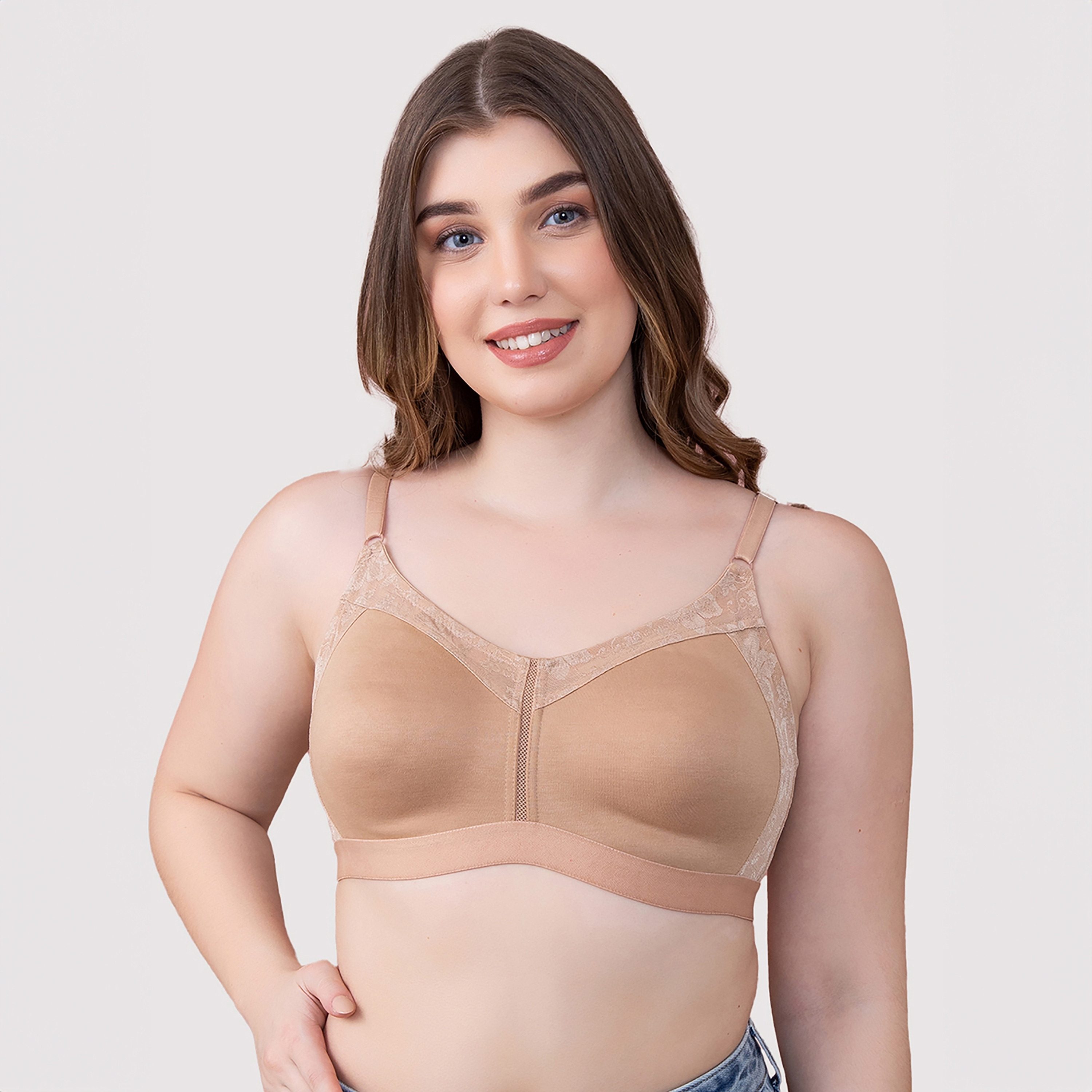Clovia Non-Padded Non-Wired Spacer Cup Full Figure Women's Bra in Nude Colour - Cotton-women-clothing-lingerie-bras-image-1