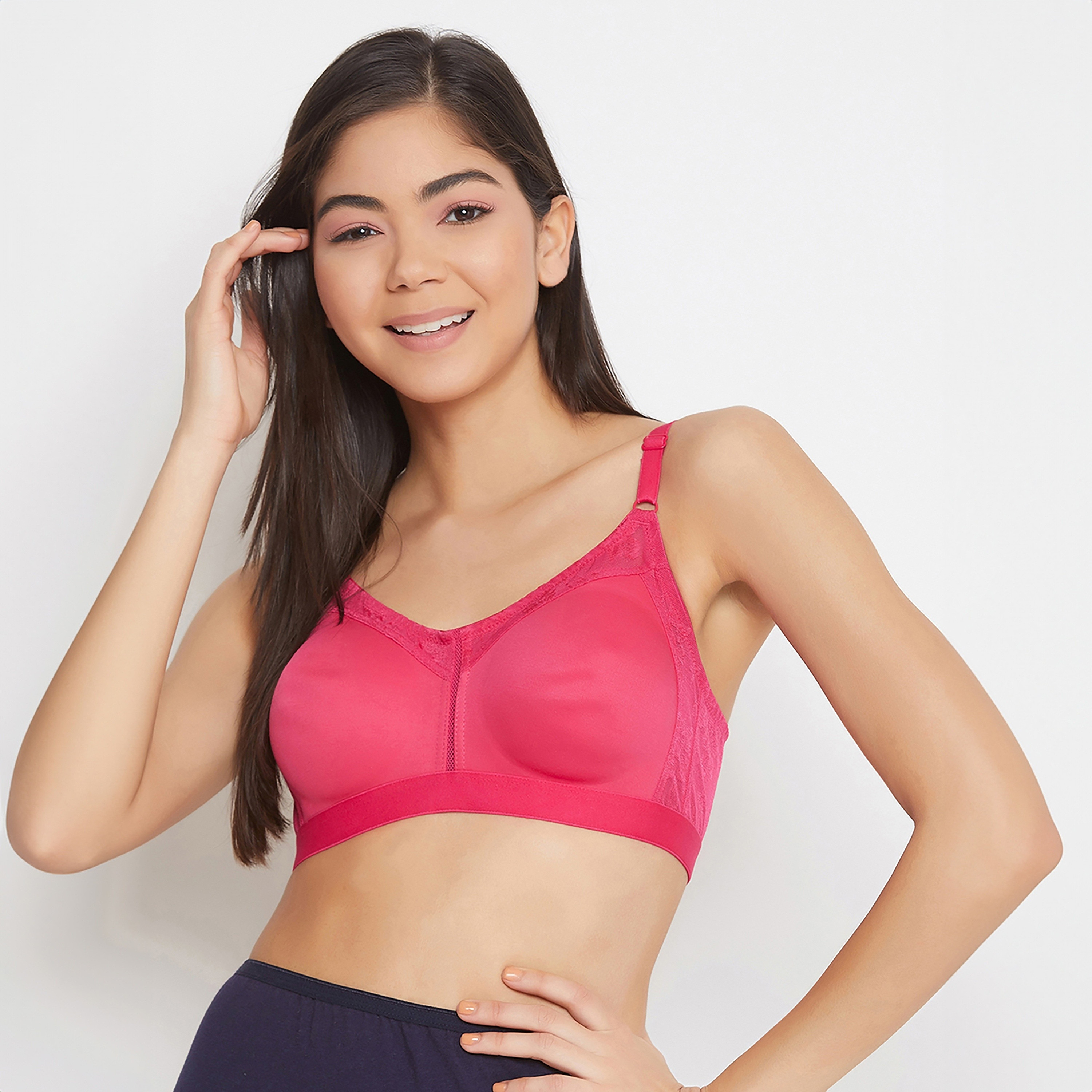 حمالة صدر نسائية كاملة الشكل بدون بطانة وبدون أسلاك باللون الوردي الساخن من كلوفيا - قطن-women-clothing-lingerie-bras-image-1