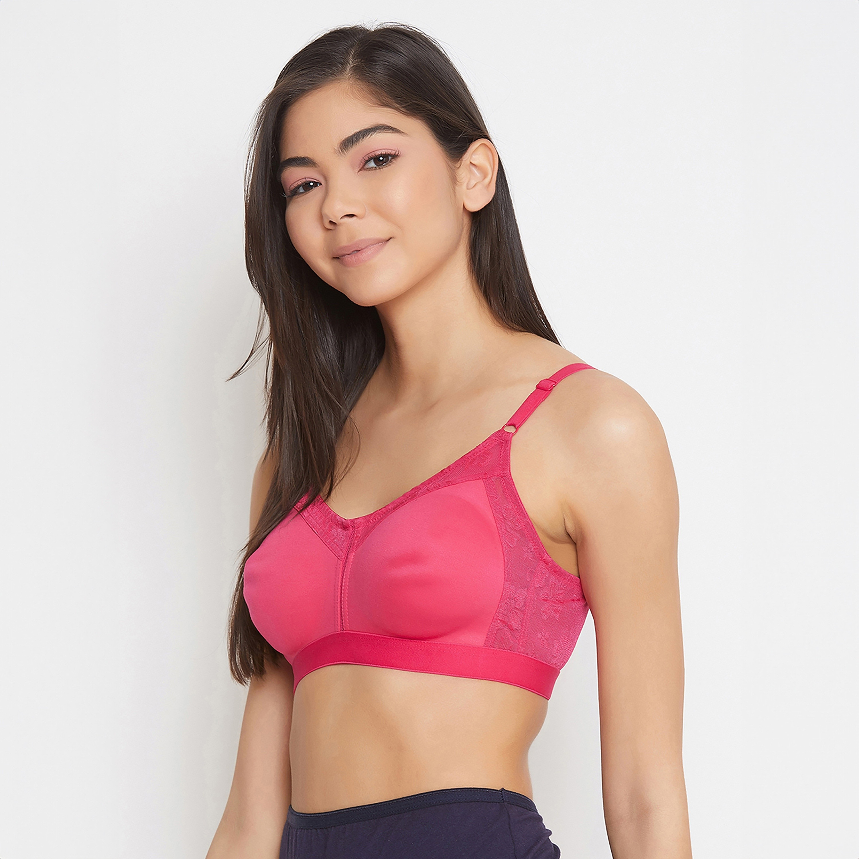 Clovia Non-Padded Non-Wired Spacer Cup Full Figure Women's Bra in Hot Pink - Cotton-women-clothing-lingerie-bras-image-2