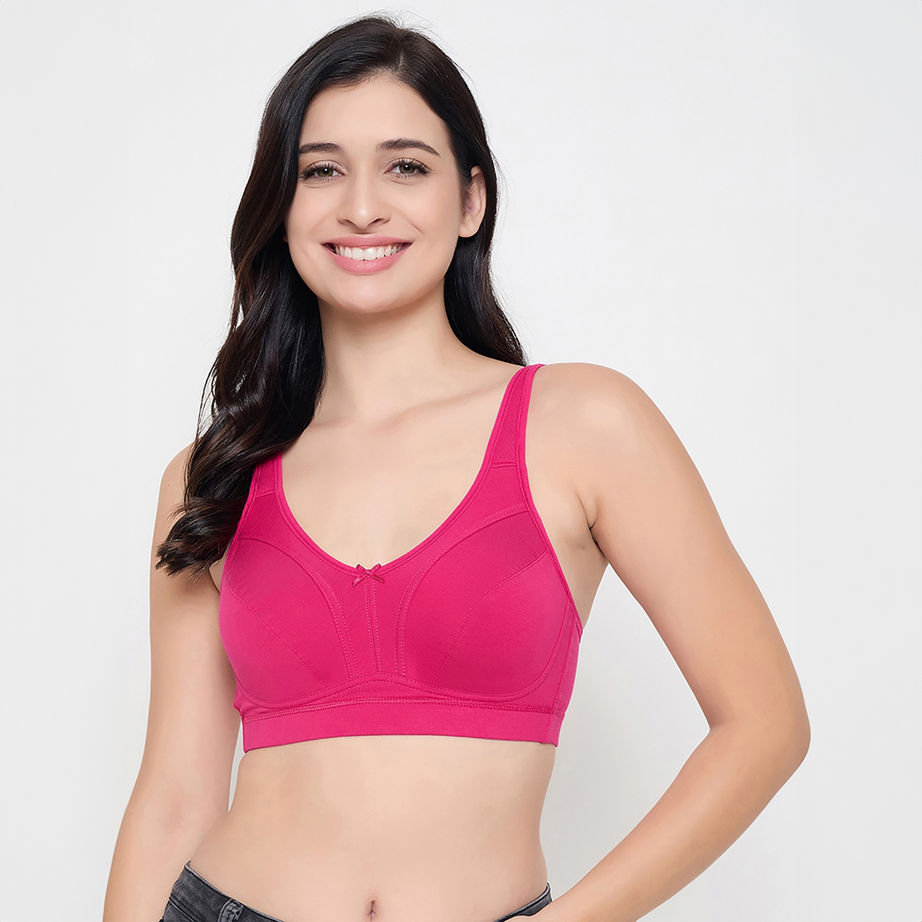 Clovia Non-Padded Non-Wired Full Figure Women's Bra in Magenta - Cotton-women-clothing-lingerie-bras-image-1